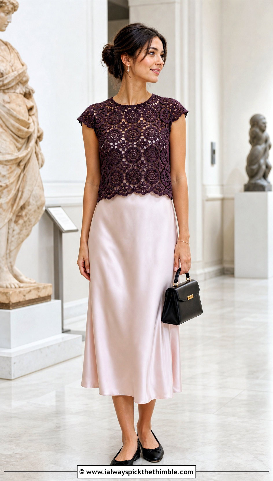 Cap Sleeve Crochet Top Over A Slip Dress - 25 simple crochet top outfit ideas