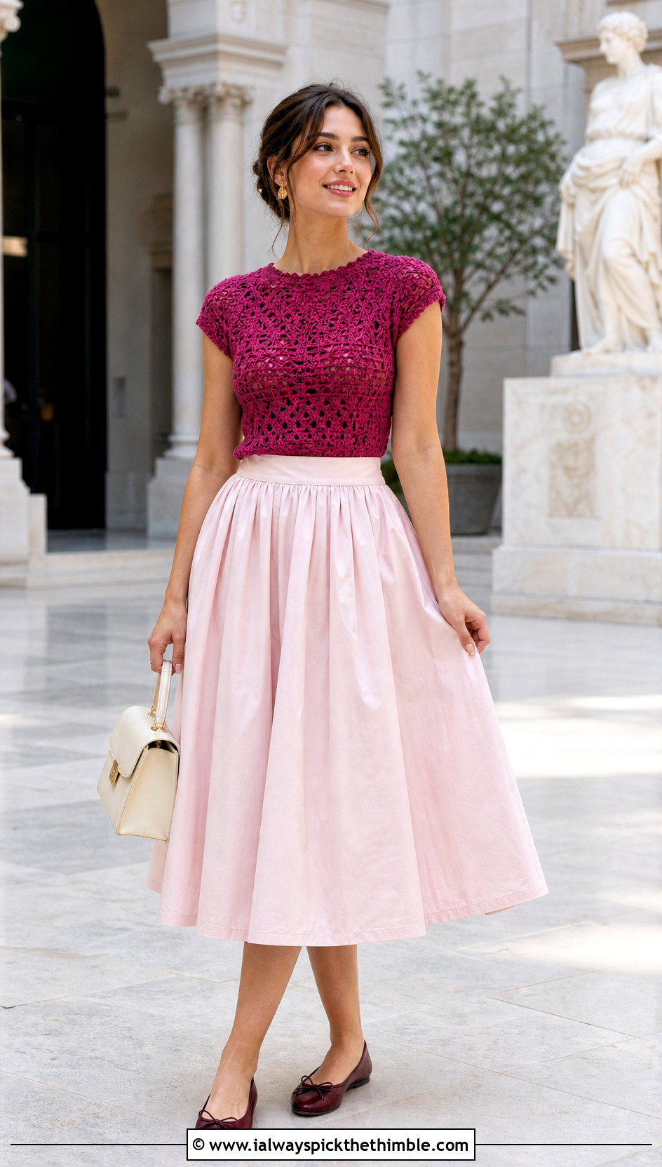 Cap Sleeve Crochet Top With Full Midi Skirt - 25 crochet top outfit ideas