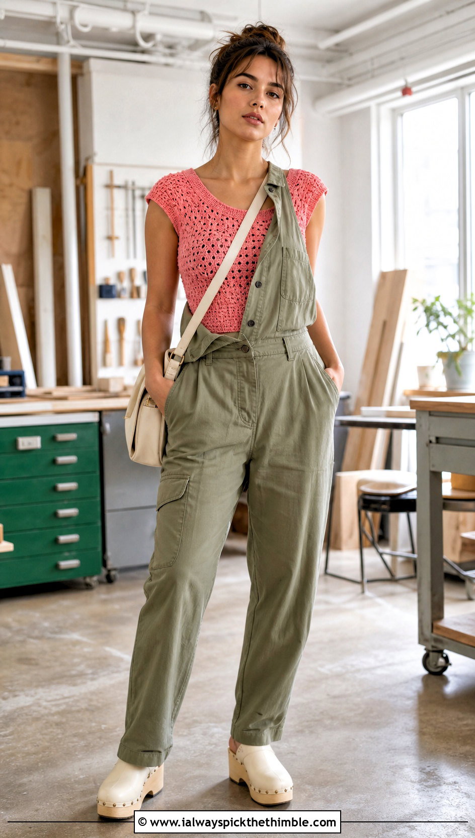 Cap Sleeve Crochet Y2K Top With Utility Jumpsuit - 25 crochet y2k top outfit ideas