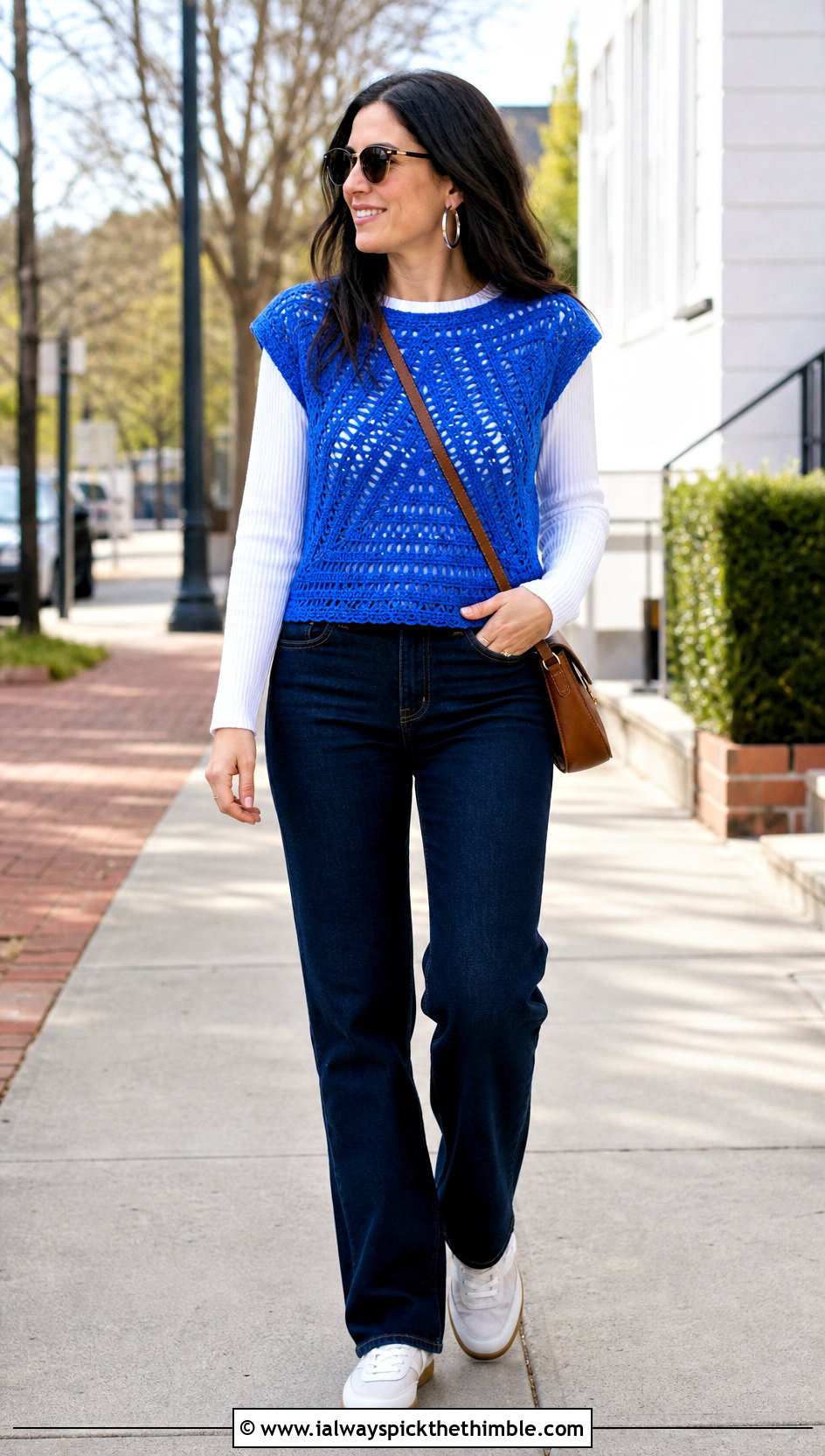 Cap Sleeve Granny Triangle Top With Straight Jeans - 20 crochet granny triangle top outfit ideas
