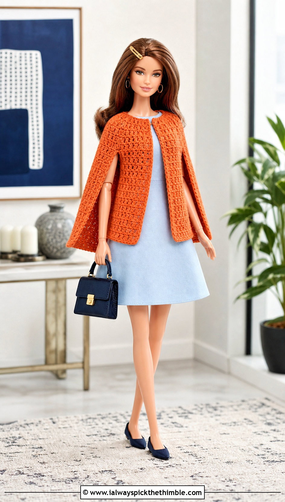 Cape Sleeve Crochet Doll Jacket With A Line Dress - 20 crochet doll jacket outfit ideas
