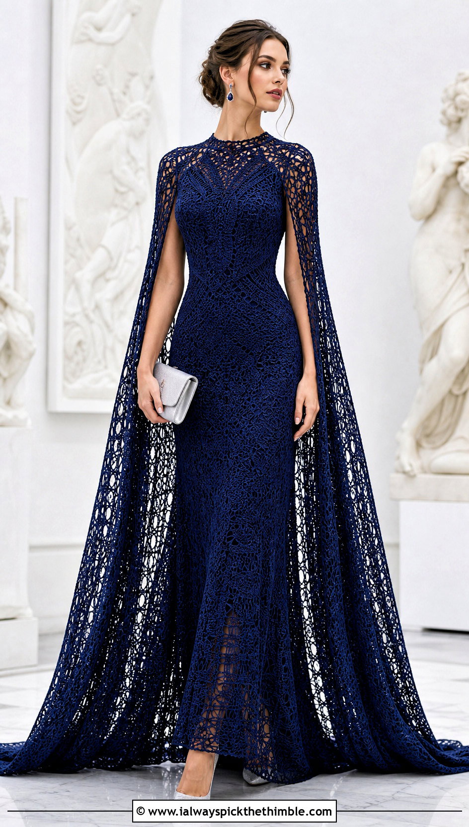 Cape Sleeve Crochet Wedding Dress With Pointed Heels - 25 crochet wedding dress outfit ideas
