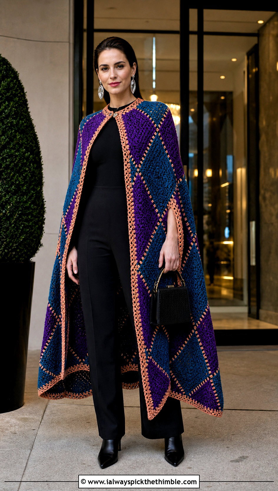 Cape Style Howl Crochet Coat With Jumpsuit - 20 howl crochet coat outfit ideas