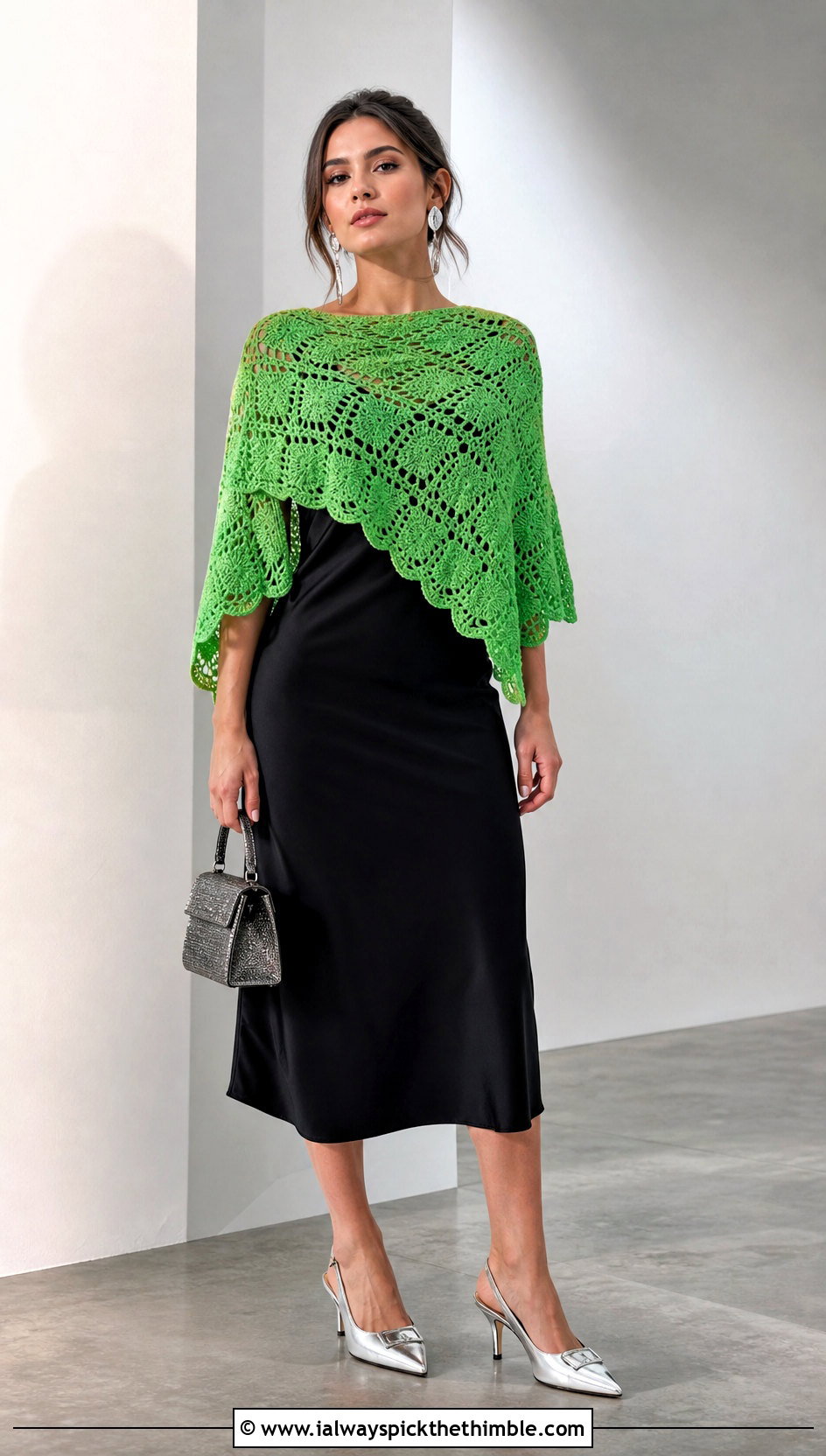 Capelet Crochet Boho Poncho With Slip Dress - 20 crochet boho poncho outfit ideas