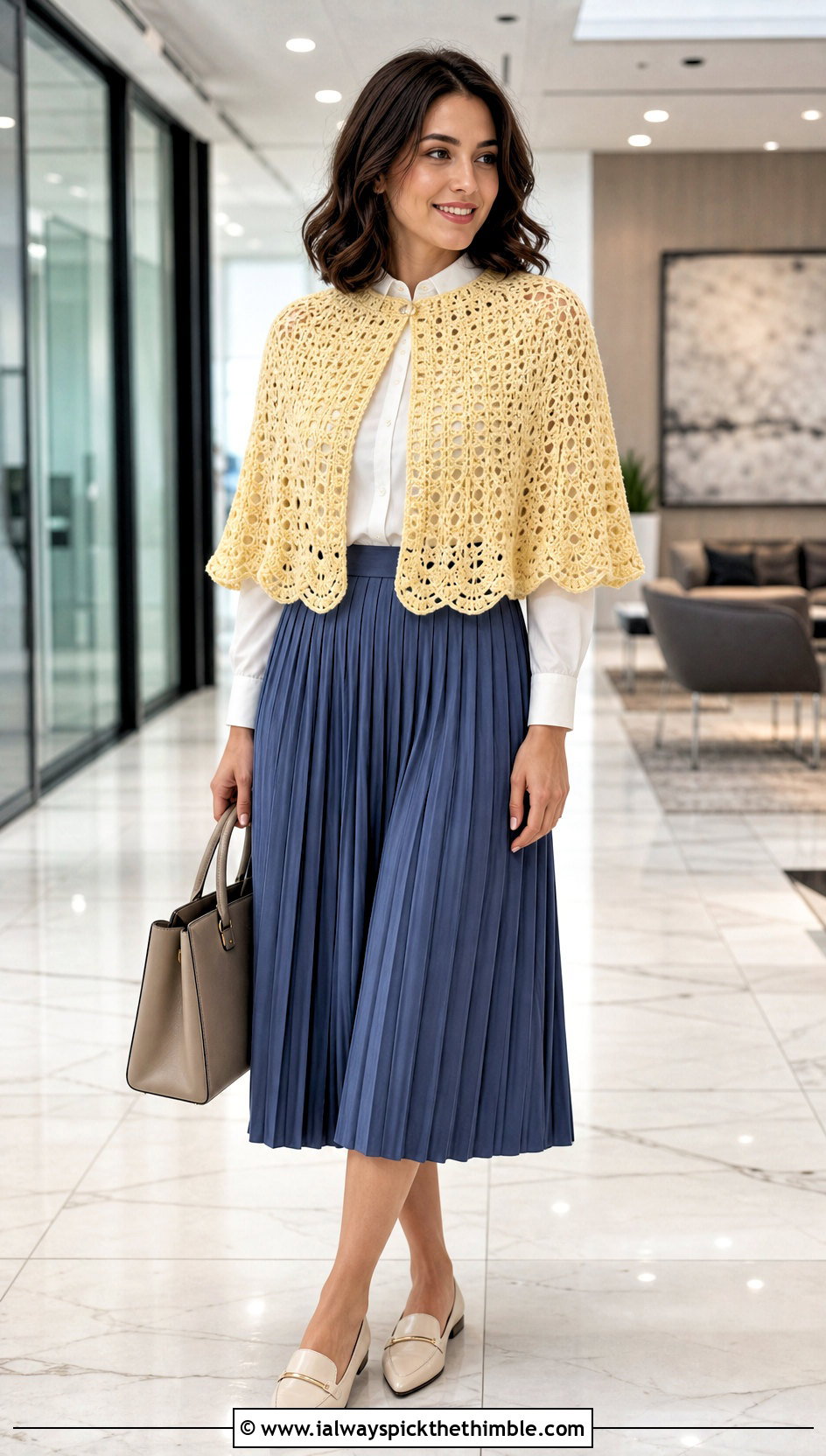 Capelet Crochet Boho Shawl With Pleated Skirt - 20 crochet boho shawl outfit ideas