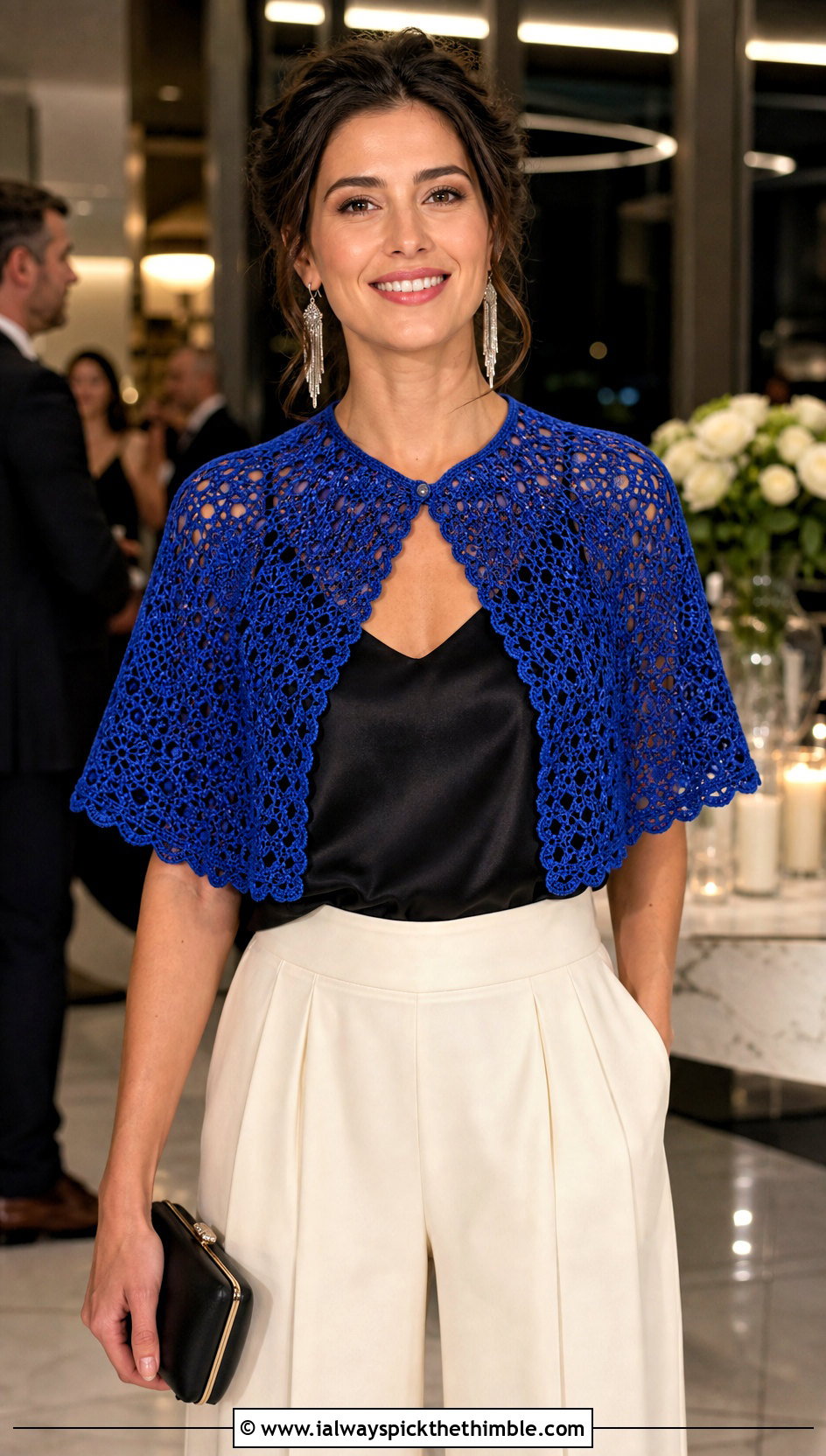 Capelet Crochet Cotton Shawl With Evening Separates - 15 Crochet Cotton Shawl outfit ideas