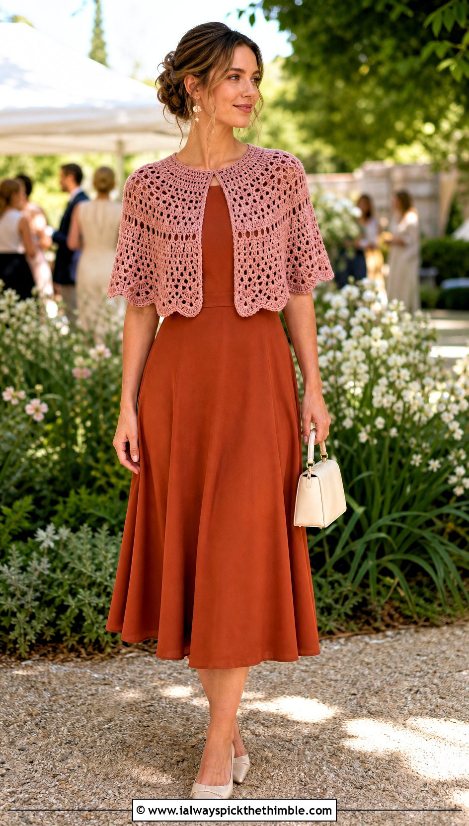 Capelet Crochet Summer Poncho With Fit And Flare Dress - 25 crochet summer poncho outfit ideas