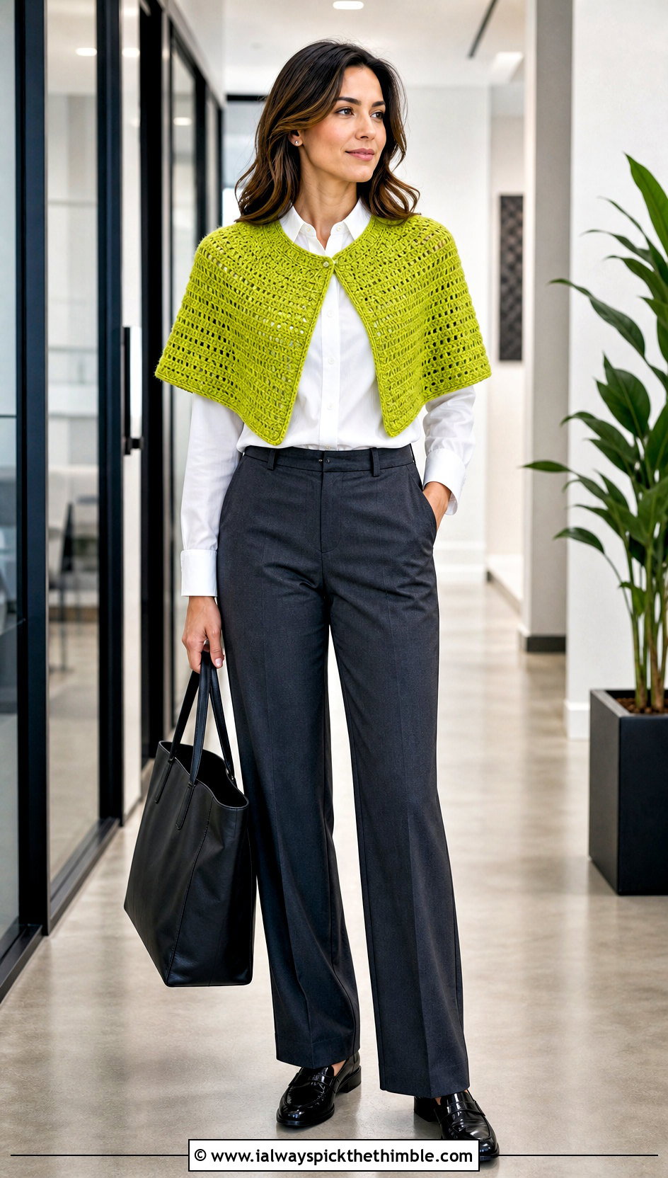 Capelet Crochet Top Shrug With Shirt And Trousers - 20 crochet top shrug outfit ideas