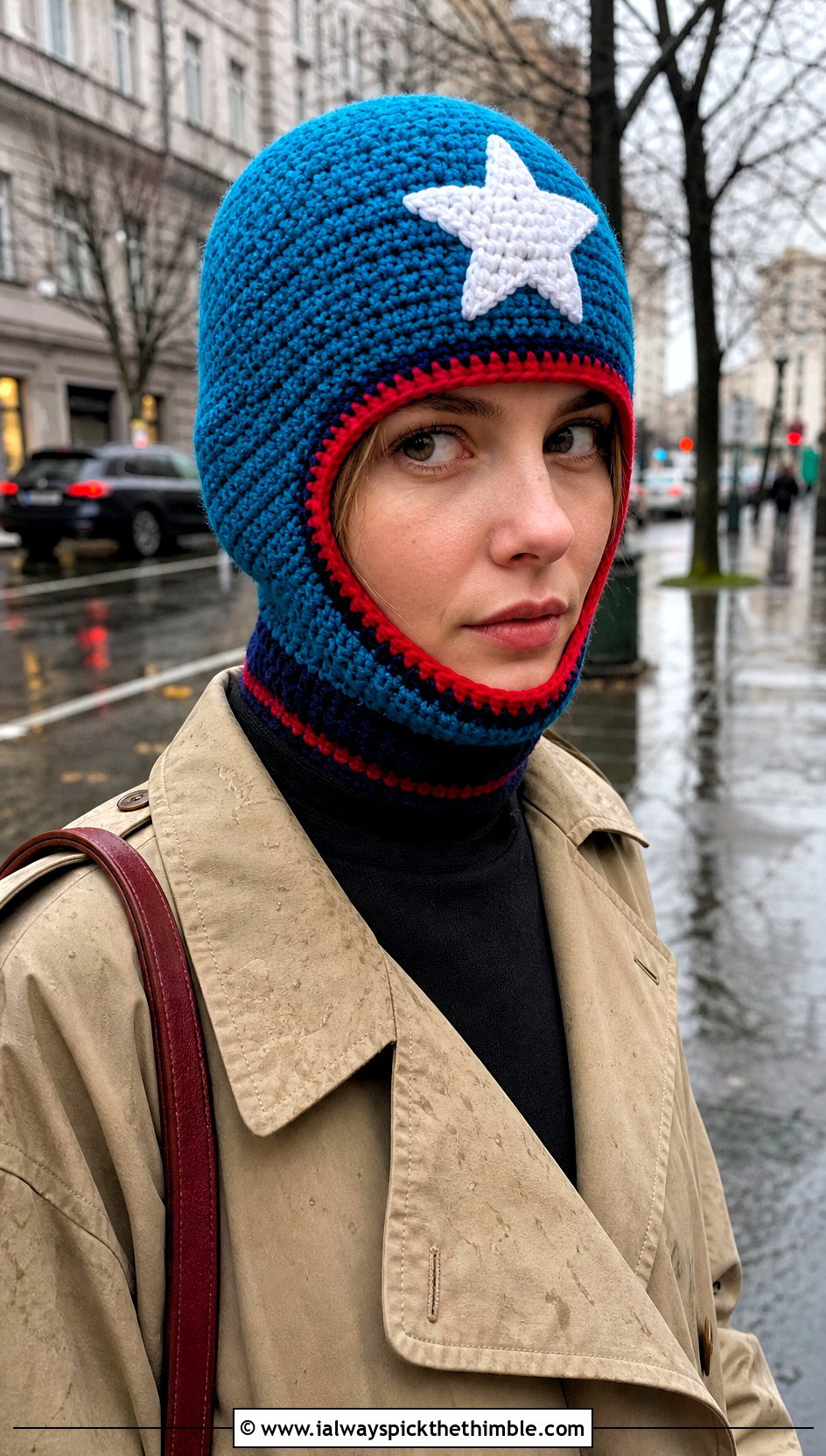 Captain America Balaclava Hat With Trench Coat - 20 Crochet Captain America Hat outfit ideas