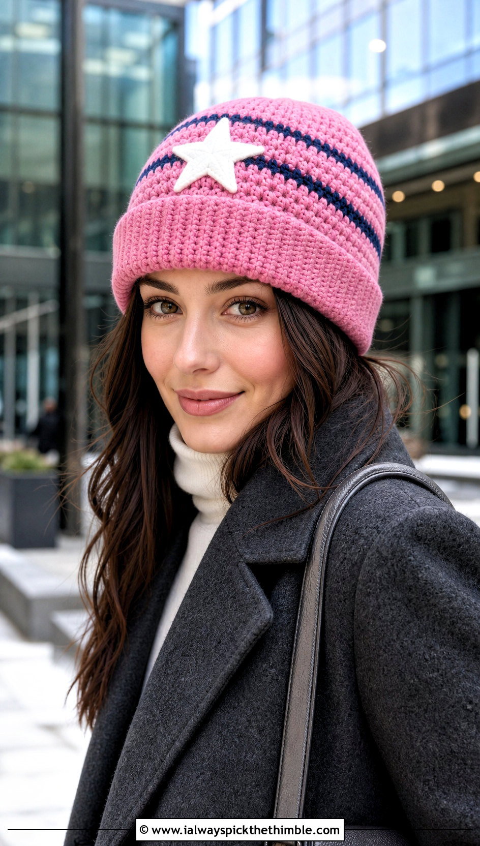 Captain America Cuffed Beanie With Wool Coat - 20 Crochet Captain America Hat outfit ideas