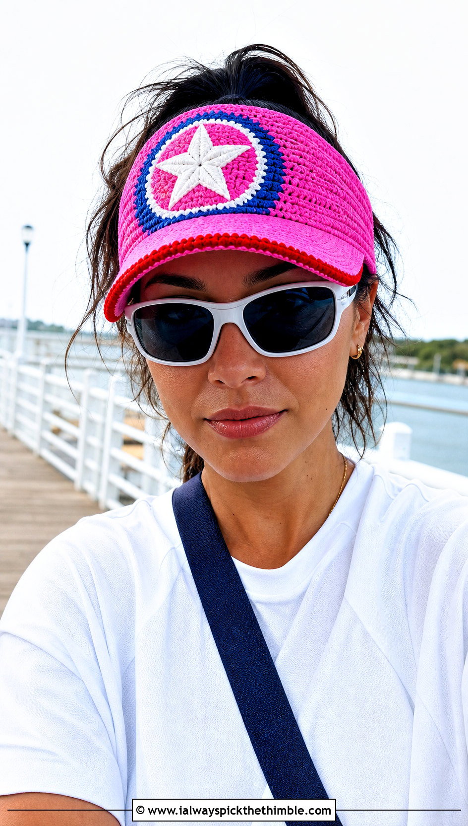 Captain America Visor Cap With Bike Shorts - 20 Crochet Captain America Hat outfit ideas