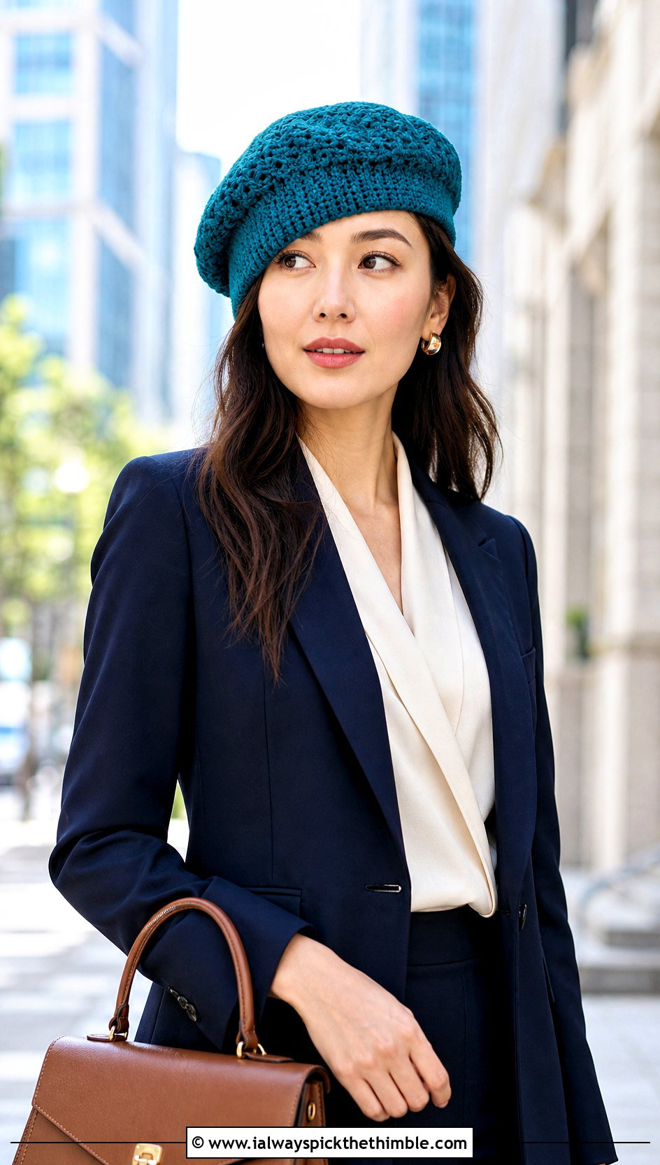 Caron Latte Cakes Beret With Blazer And Trousers - 20 caron latte cakes crochet hat outfit ideas