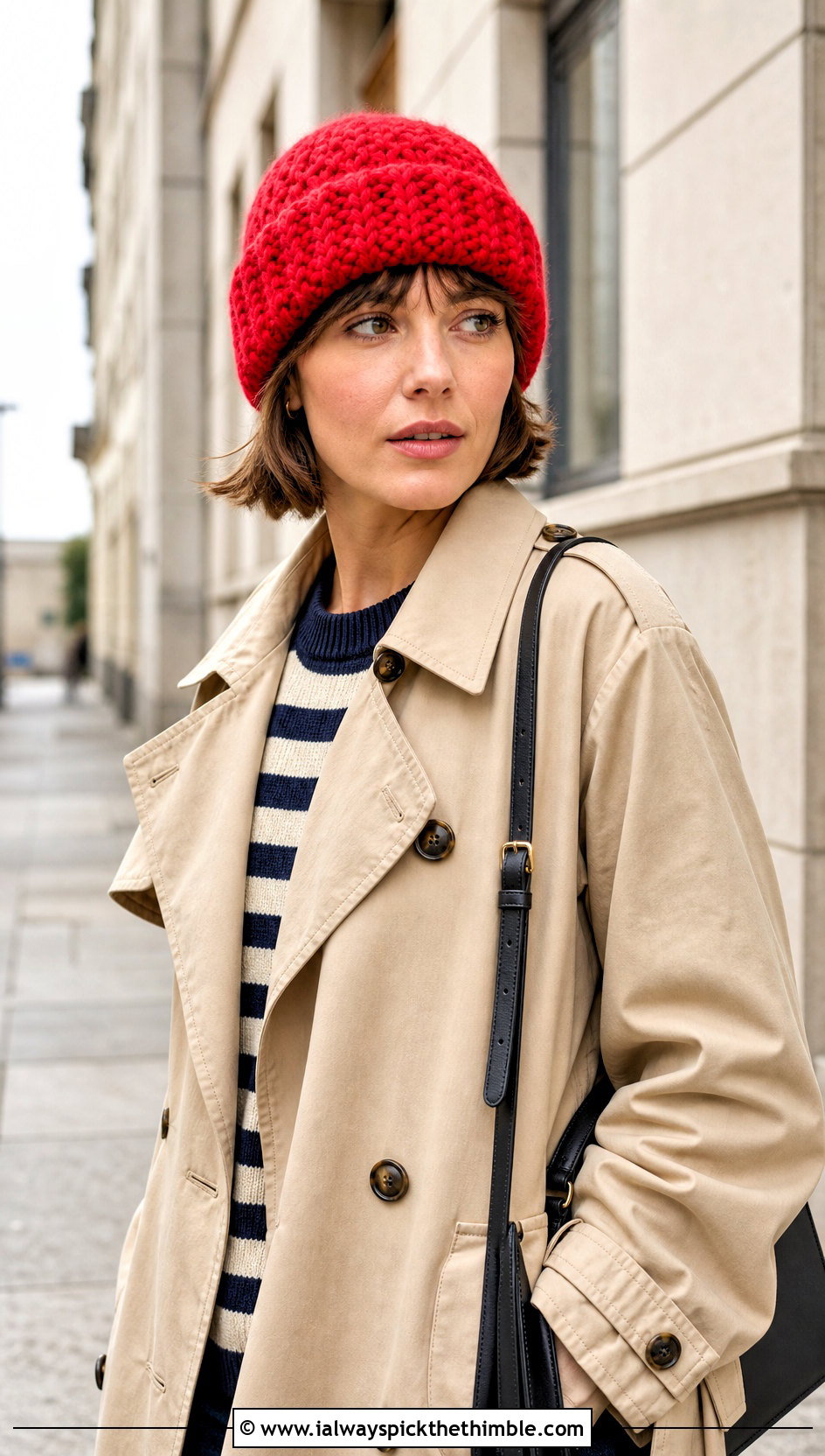 Caron Latte Cakes Fisherman Beanie With Trench Coat - 20 caron latte cakes crochet hat outfit ideas
