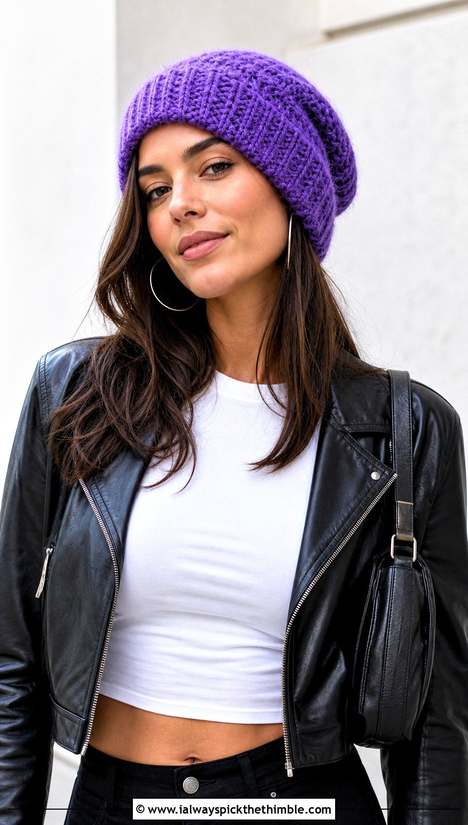 Caron Latte Cakes Slouchy Beanie With Leather Jacket - 20 caron latte cakes crochet hat outfit ideas