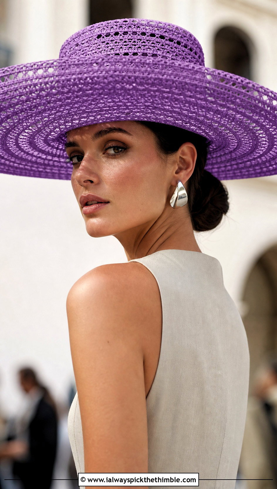 Cartwheel Crochet Raffia Hat With Column Dress - 20 crochet raffia hat outfit ideas