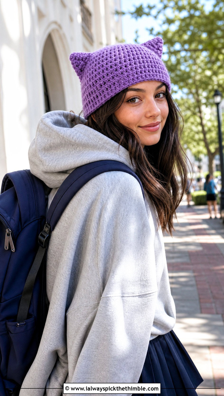 Cat Ear Crochet Beanie With Hoodie And Pleated Skirt - 25 cute crochet hat ideas