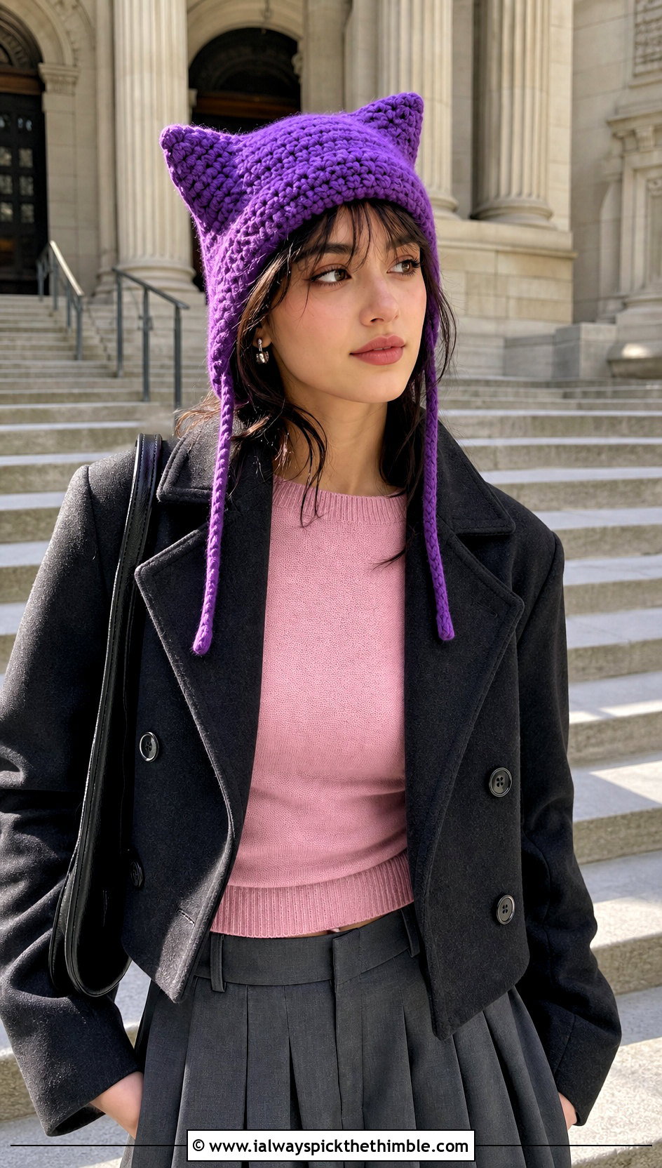 Cat Ear Crochet Ear Flap Hat With Pleated Skirt - 20 crochet ear flap hat outfit ideas