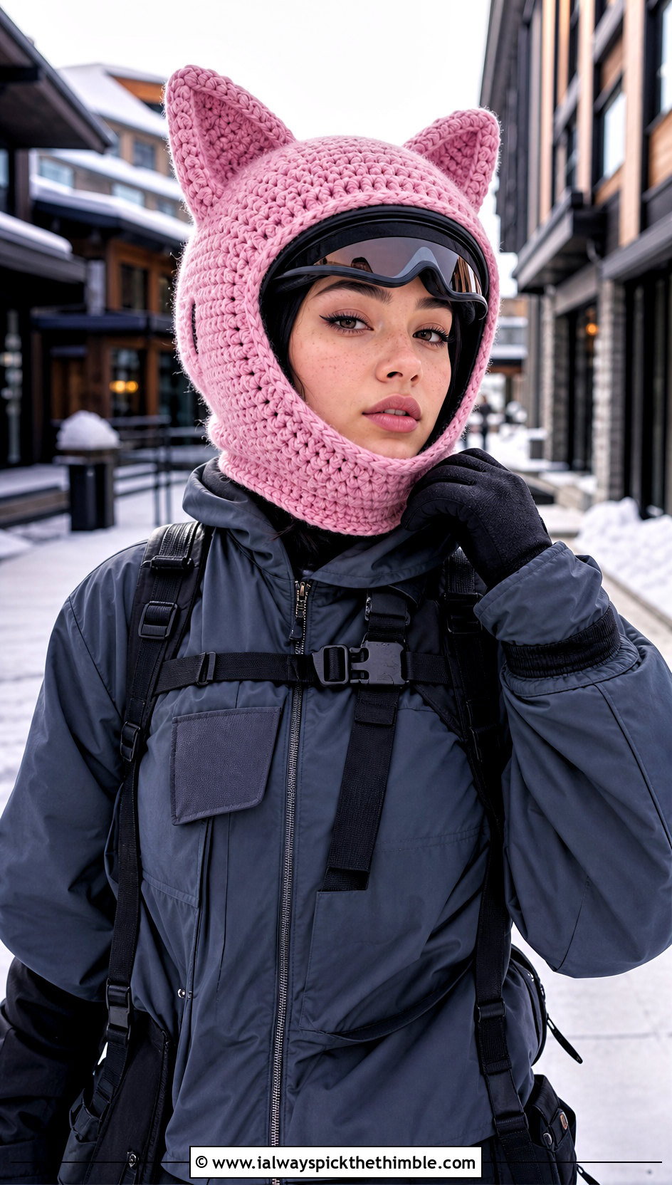 Cat Ear Crochet Ski Helmet Balaclava With Winter Streetwear - 15 crochet ski helmet balaclava outfit ideas