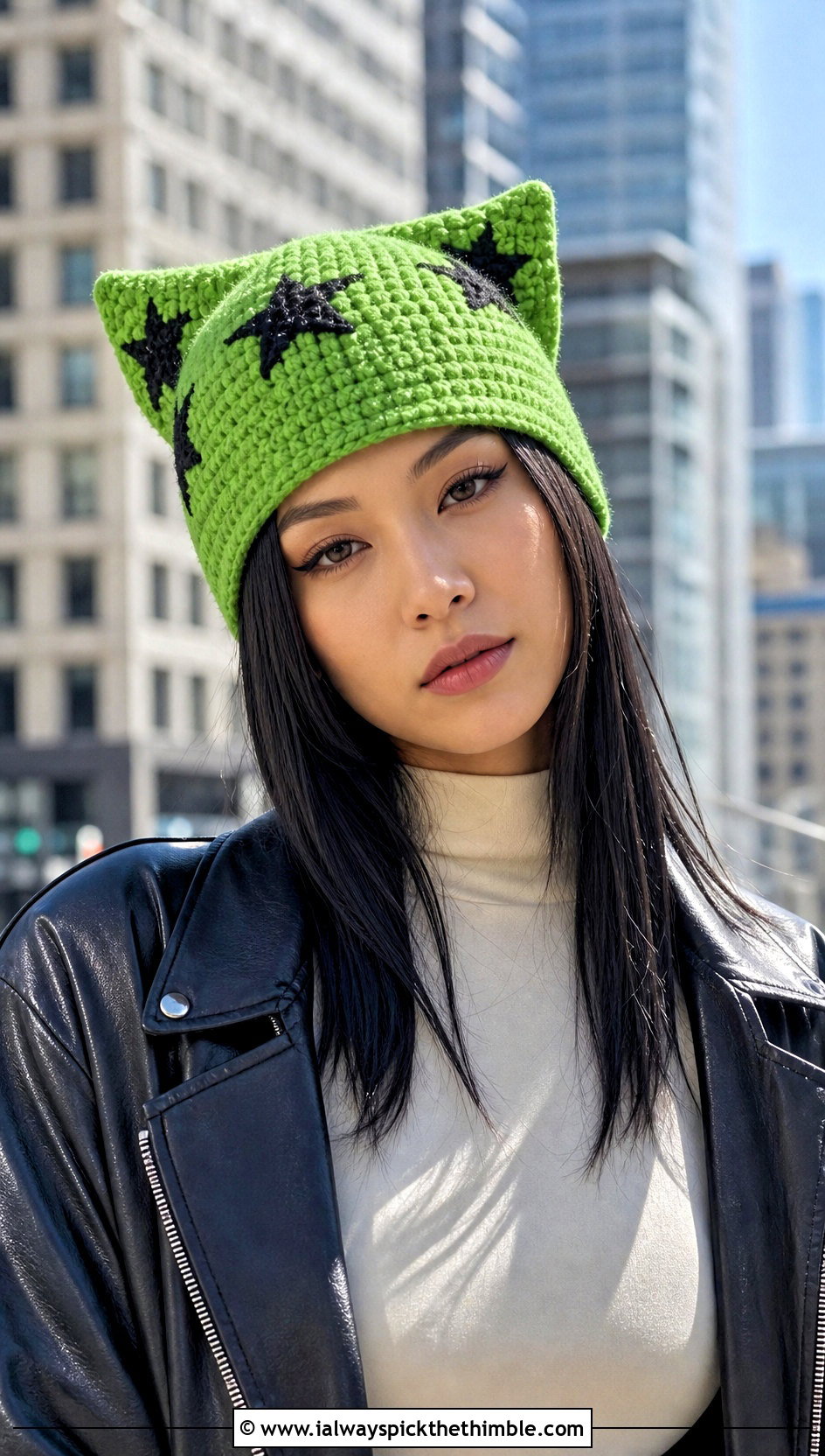 Cat Ear Crochet Star Beanie With Mini Skirt - 25 crochet star beanie outfit ideas