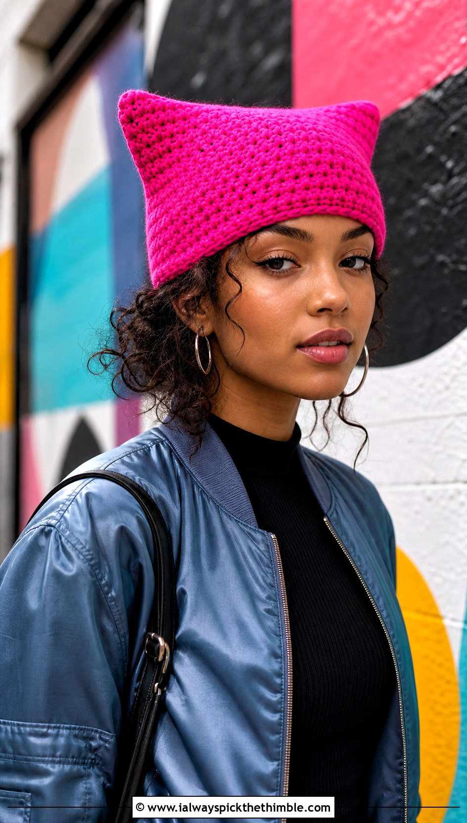 Cat Ear Size 4 Yarn Crochet Beanie With Bomber Jacket - 20 Crochet Beanie Size 4 Yarn outfit ideas