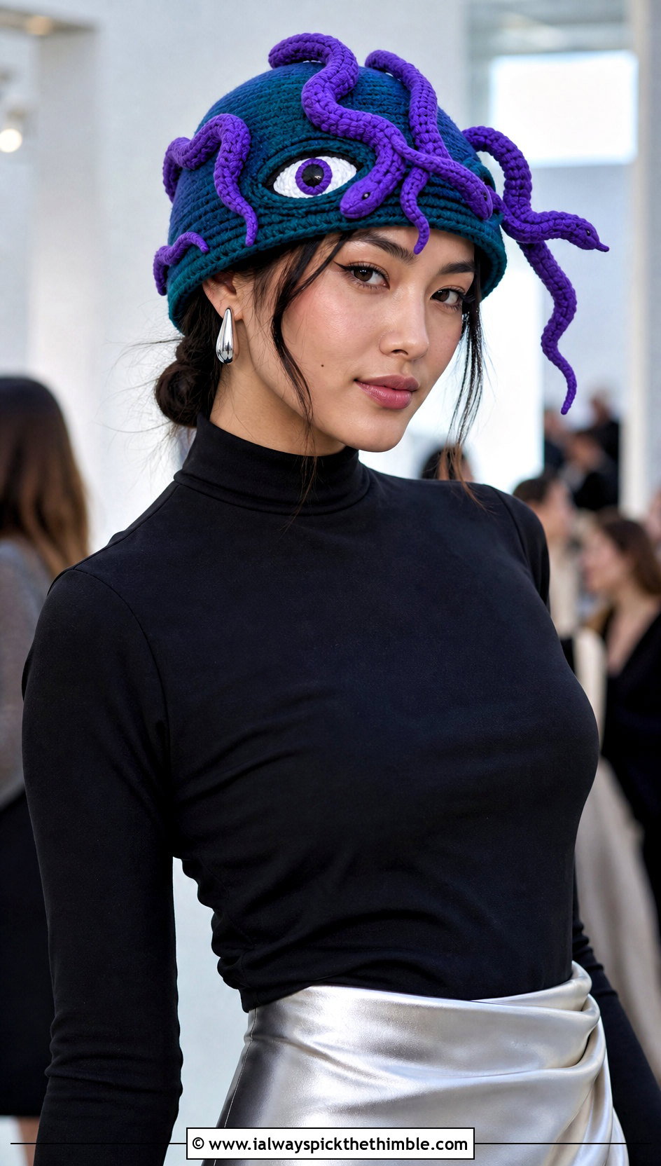 Celia Snake Hair Crochet Beanie With Satin Skirt - 20 Monsters Inc Crochet Hat outfit ideas