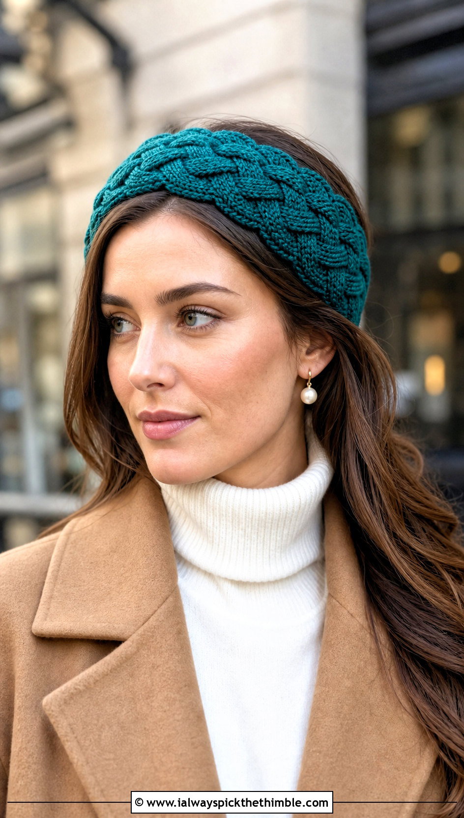 Celtic Cable Crochet Headband With Wool Coat - 15 Cable Stitch Crochet Headband outfit ideas