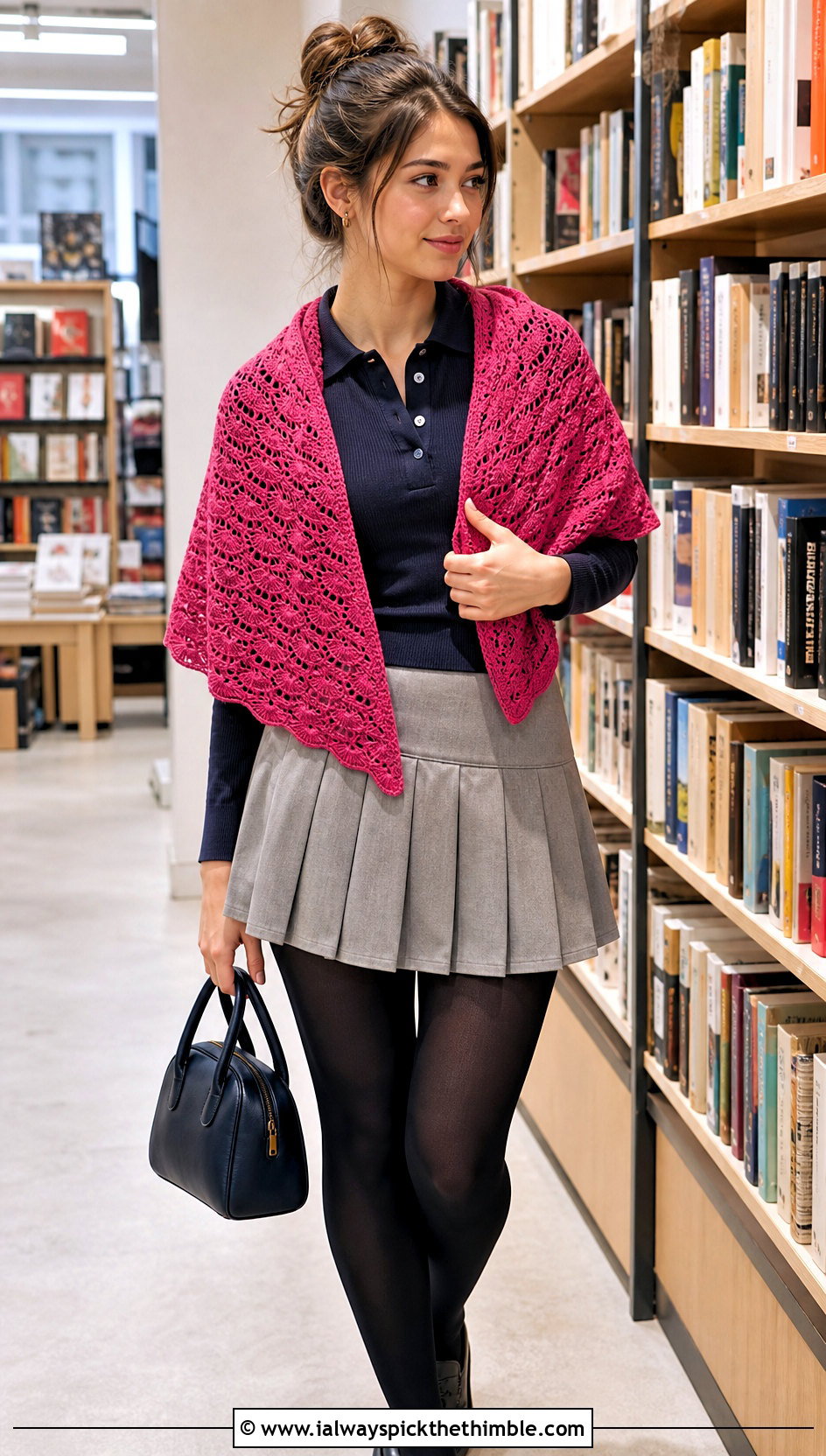Celtic Fan Stitch Shawl With Pleated Mini Skirt - 20 Celtic Crochet Shawl outfit ideas