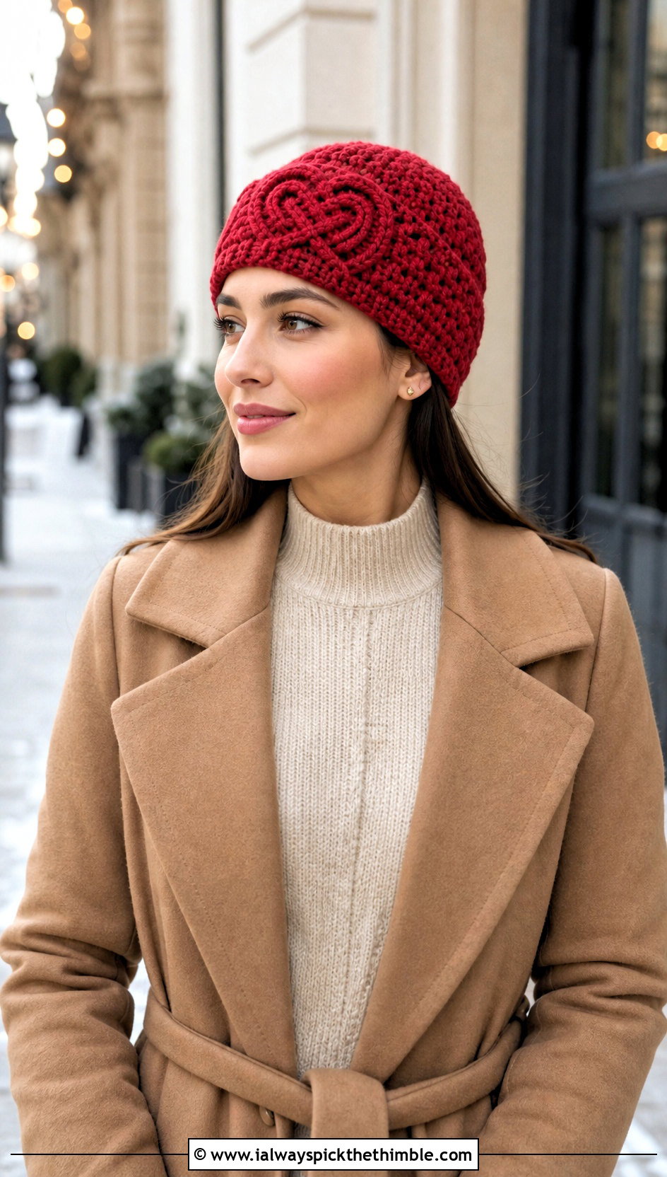 Celtic Heart Knot Beanie With Sweater Dress And Tall Boots - 15 celtic crochet hat outfit ideas