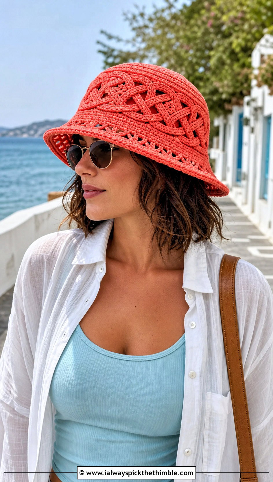 Celtic Weave Bucket Hat With Linen Shirt And Tailored Shorts - 15 celtic crochet hat outfit ideas