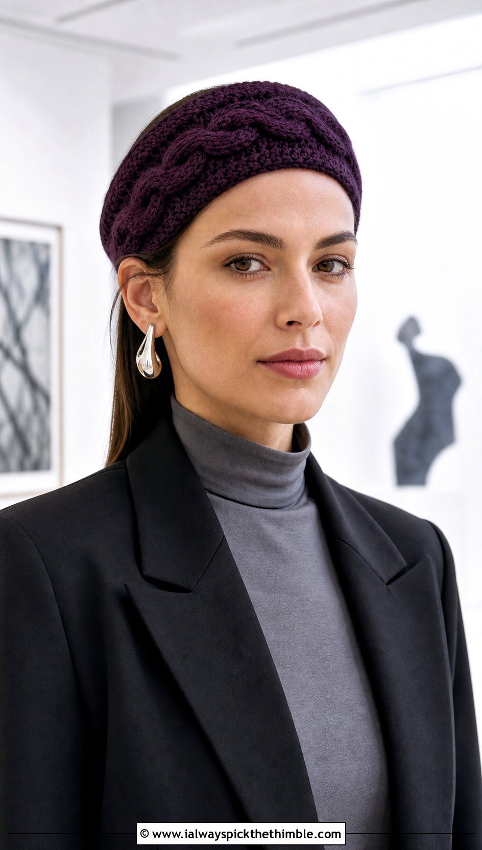 Center Cable Crochet Headband With Satin Skirt - 15 Cable Stitch Crochet Headband outfit ideas