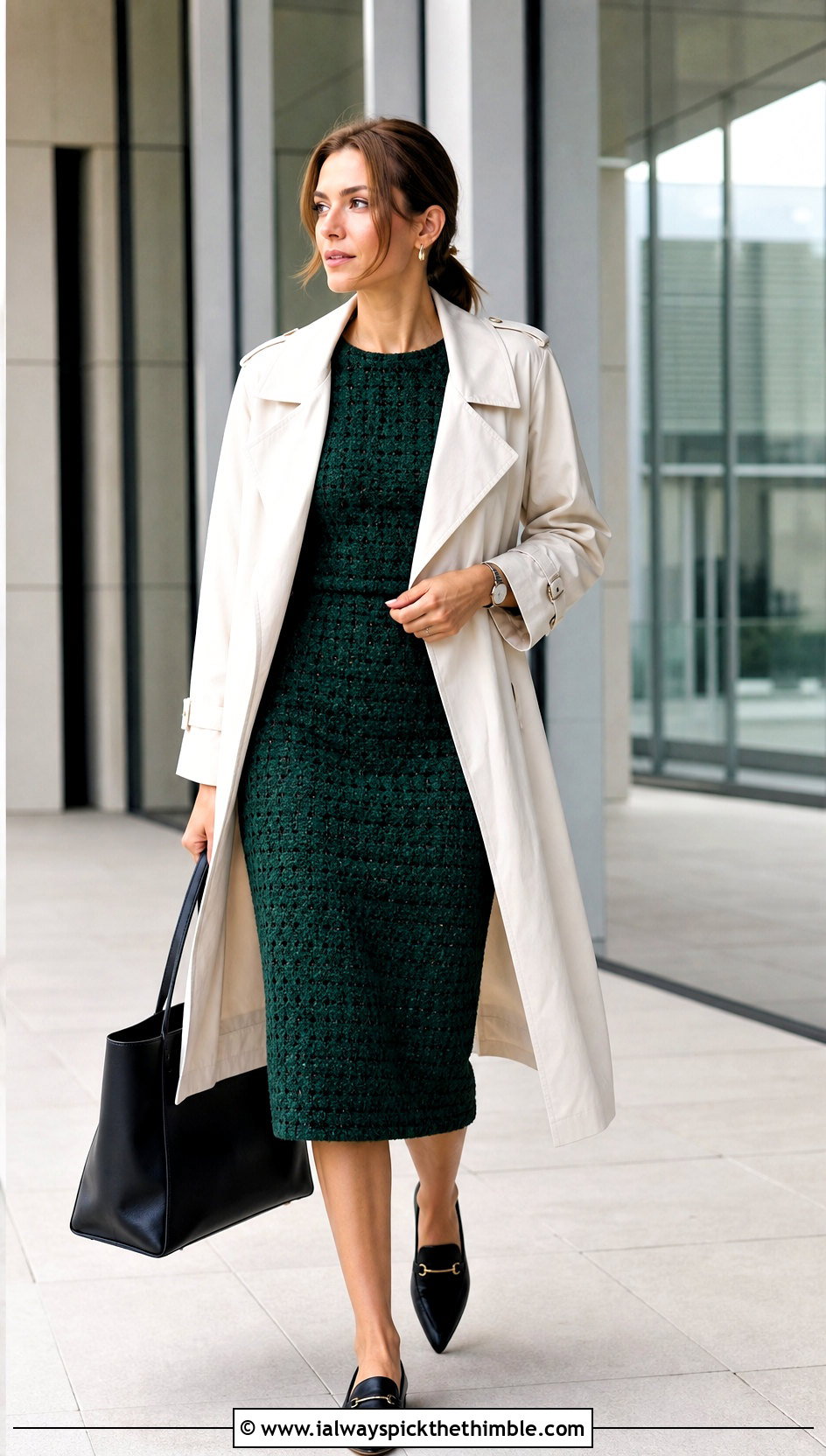 Chanel Crochet Sheath Dress With Trench Coat - 20 chanel crochet dress outfit ideas