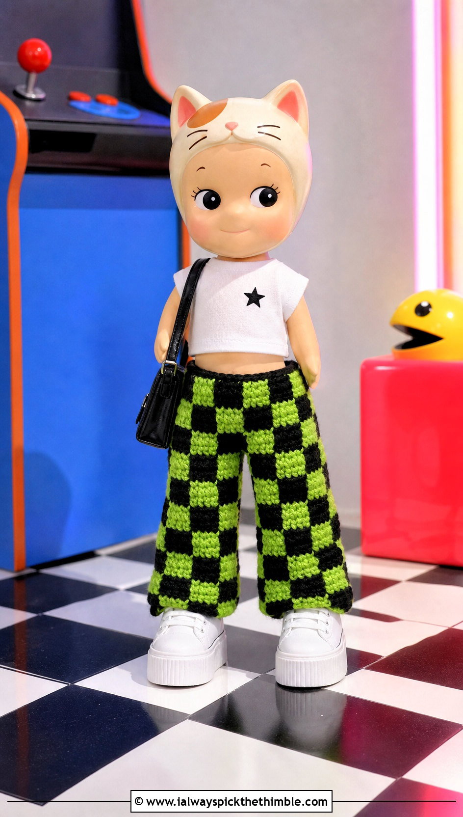 Checkerboard Crochet Sonny Angel Pants With Graphic Tee - 20 Crochet Sonny Angel Pants outfit ideas