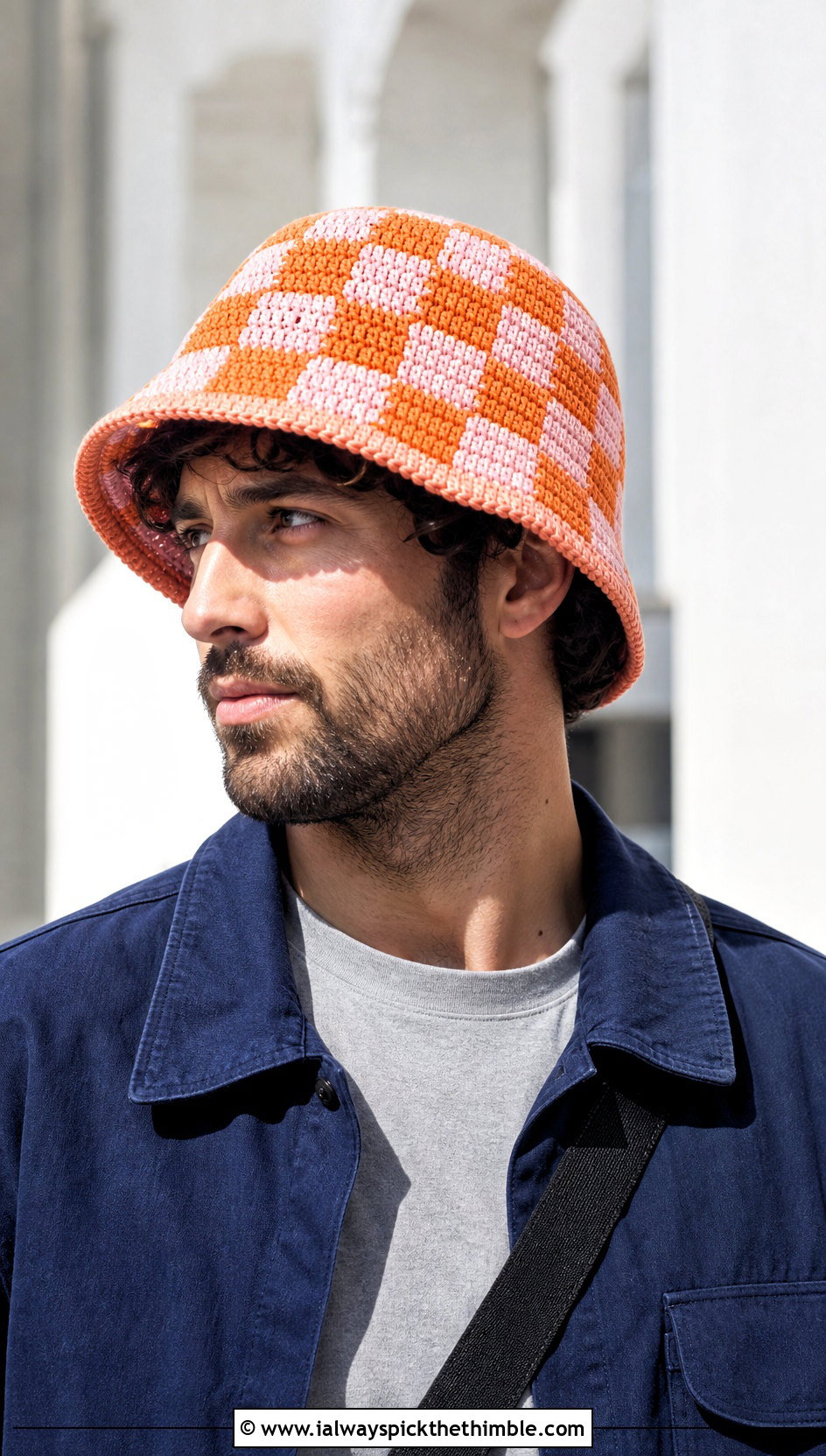 Checkered Crochet Bucket Hat With Overshirt And Carpenter Pants - 15 mens crochet bucket hat outfit ideas