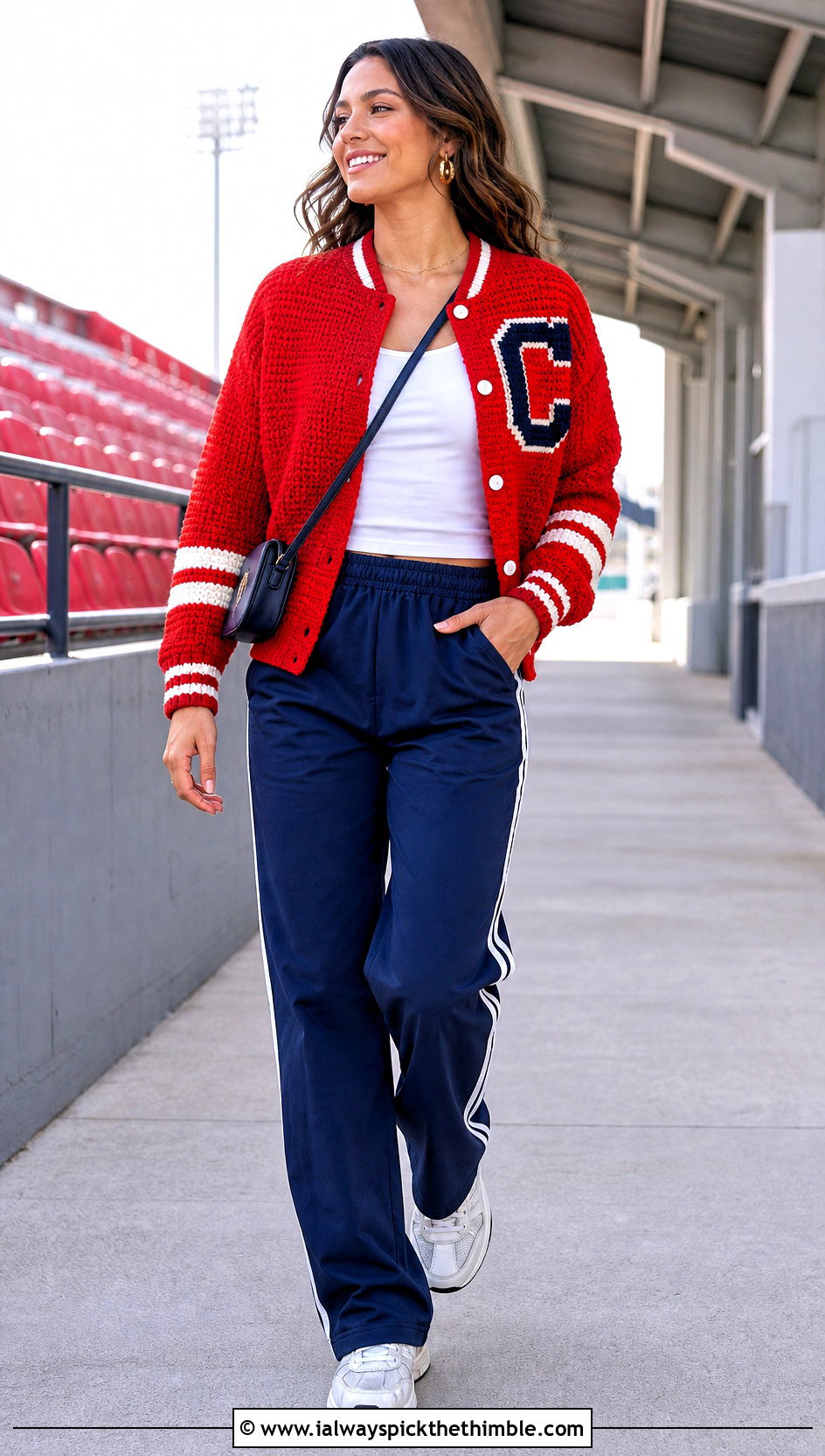 Chenille Letter Crochet Letterman Jacket With Track Pants - 20 crochet letterman jacket outfit ideas