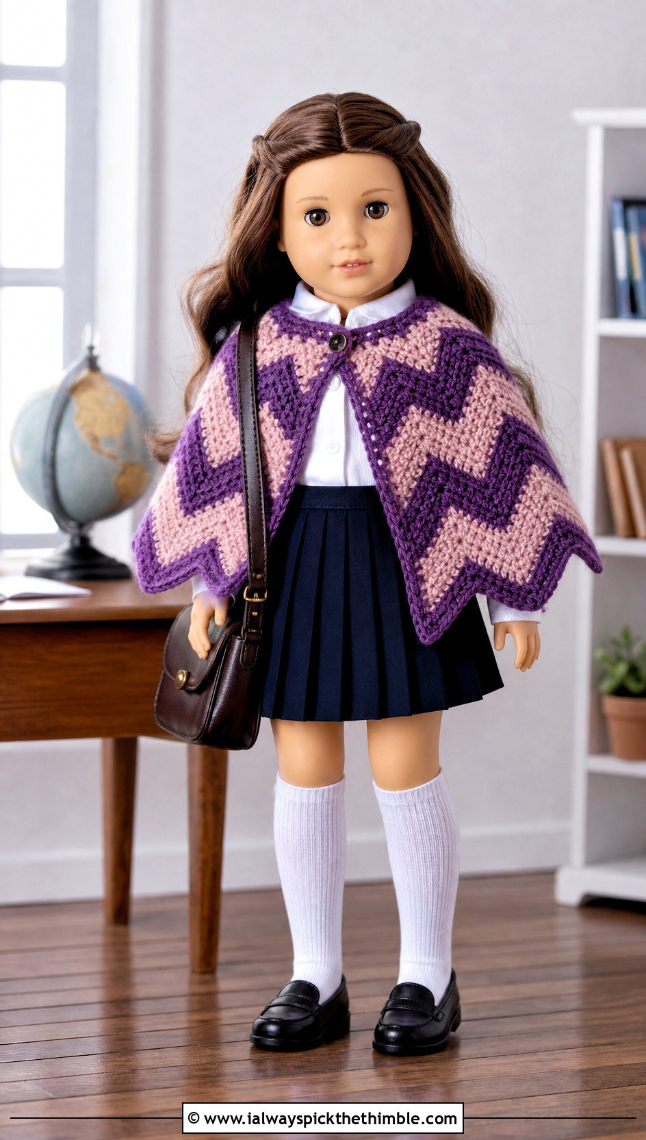 Chevron Crochet Doll Cape With Pleated Skirt - 20 Crochet Doll Cape outfit ideas