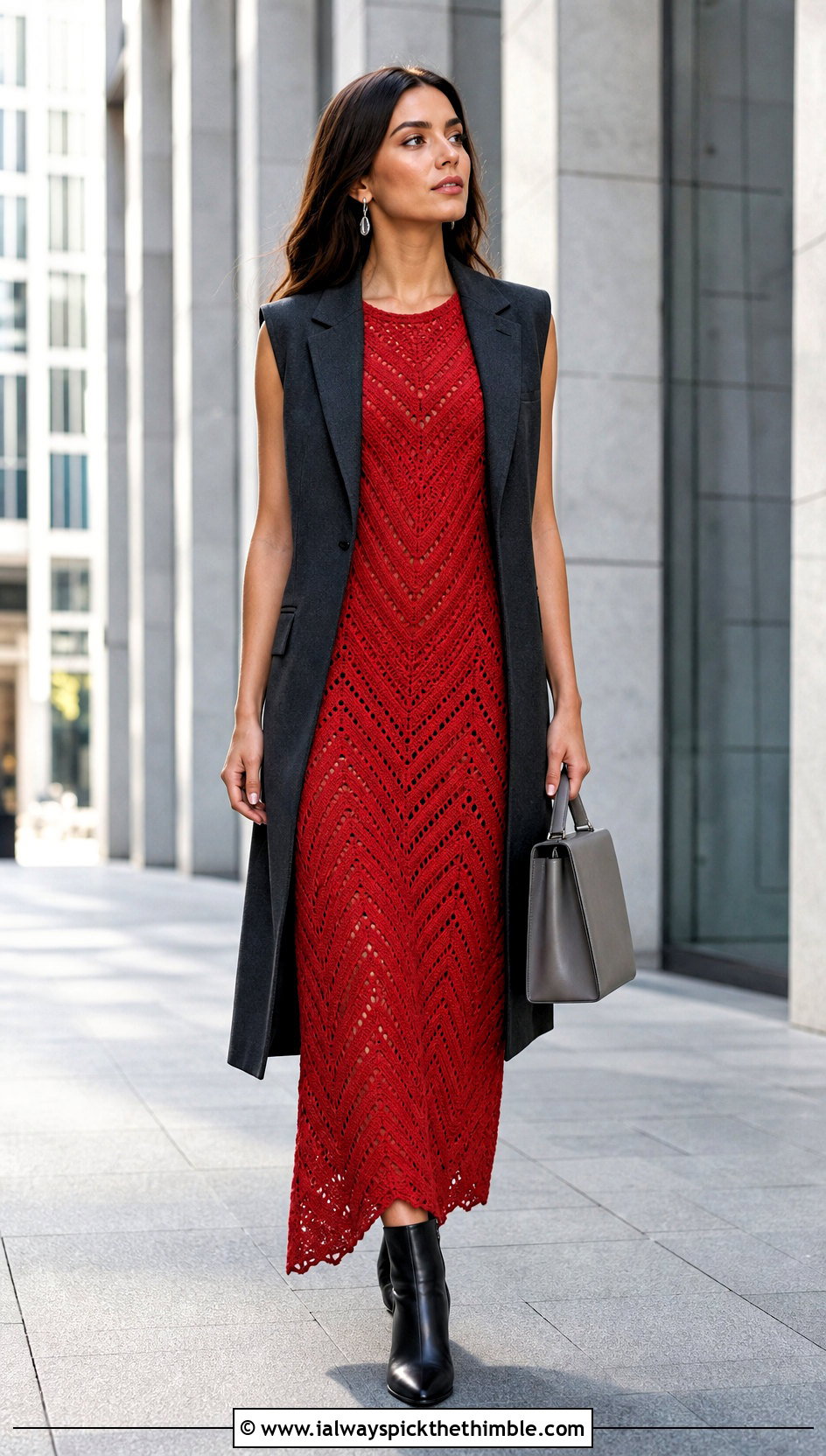Chevron Crochet Nightgown With Long Vest - 25 crochet nightgown outfit ideas