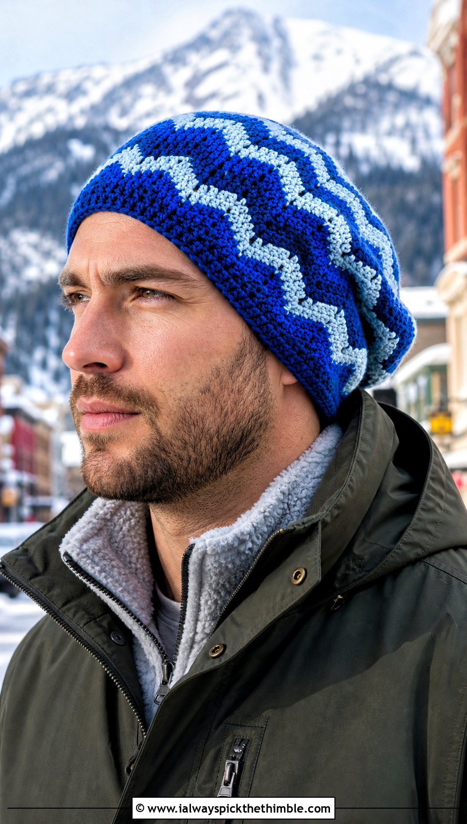 Chevron Crochet Slouchy Beanie With Parka - 25 Crochet Slouchy Hat Mens Slouch Beanie outfit ideas