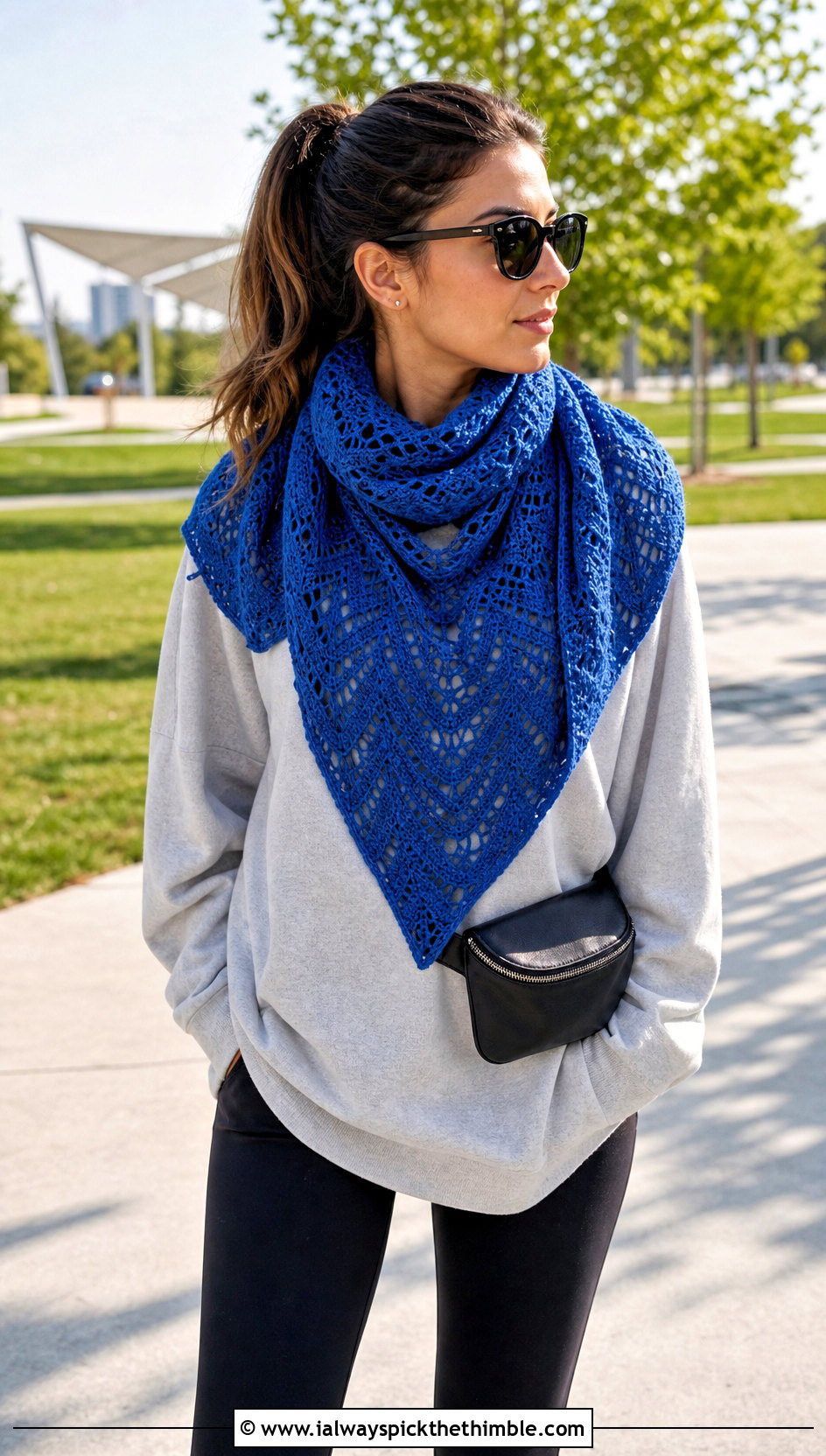 Chevron Lace Shawl With Sweatshirt And Leggings - 25 lacy crochet shawl outfit ideas