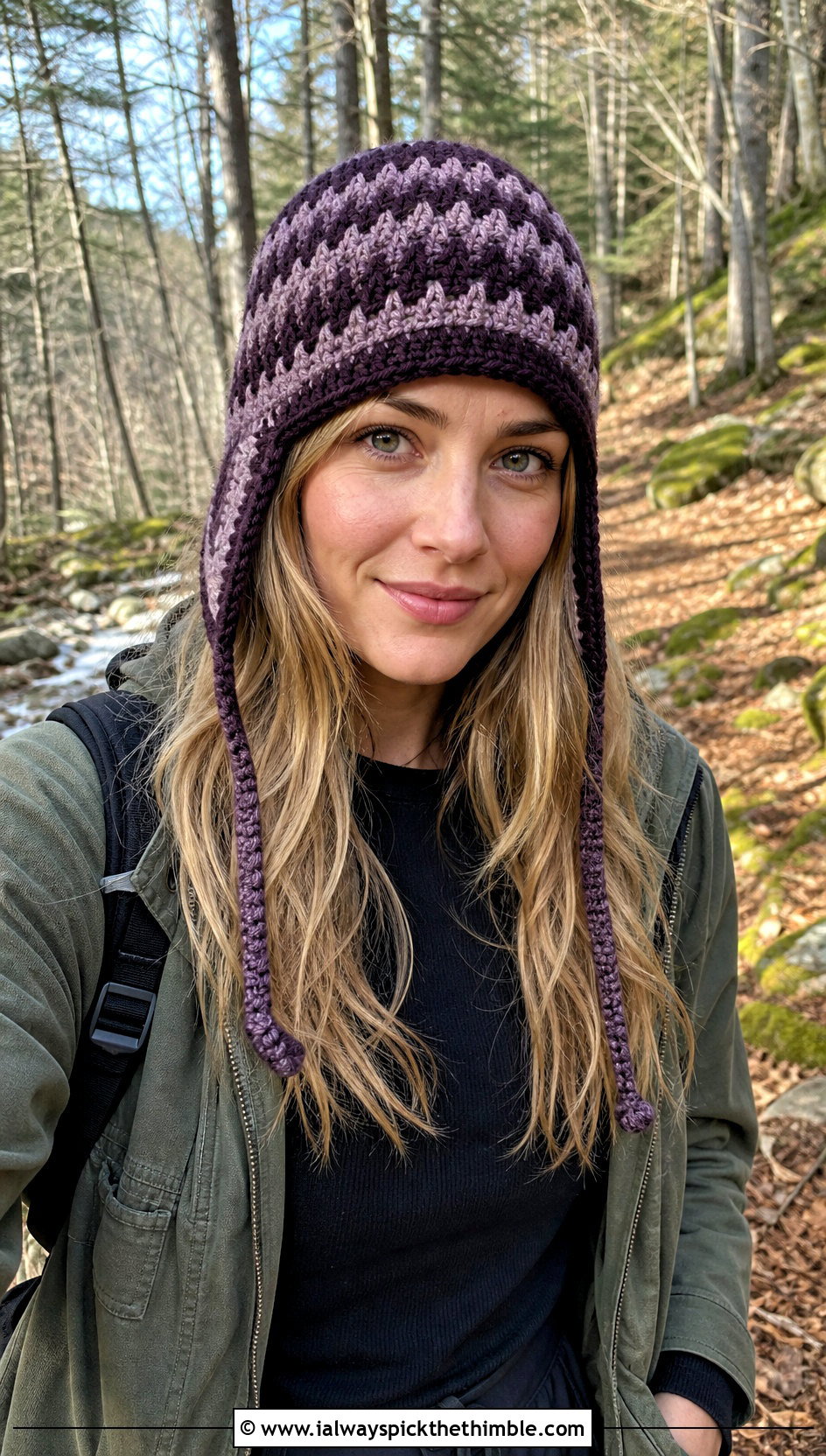 Chevron Mosaic Earflap Hat With Utility Jacket - 25 mosaic crochet hat outfit ideas