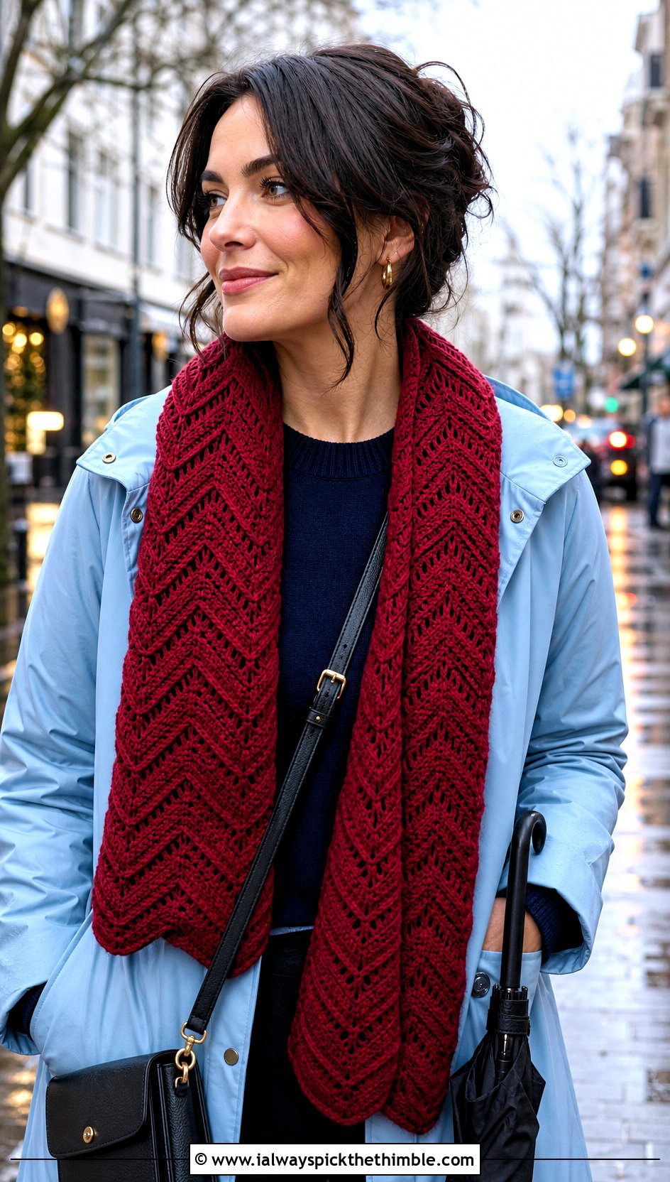 Chevron Red Crochet Scarf With Raincoat - 20 taylor swift red crochet scarf outfit ideas