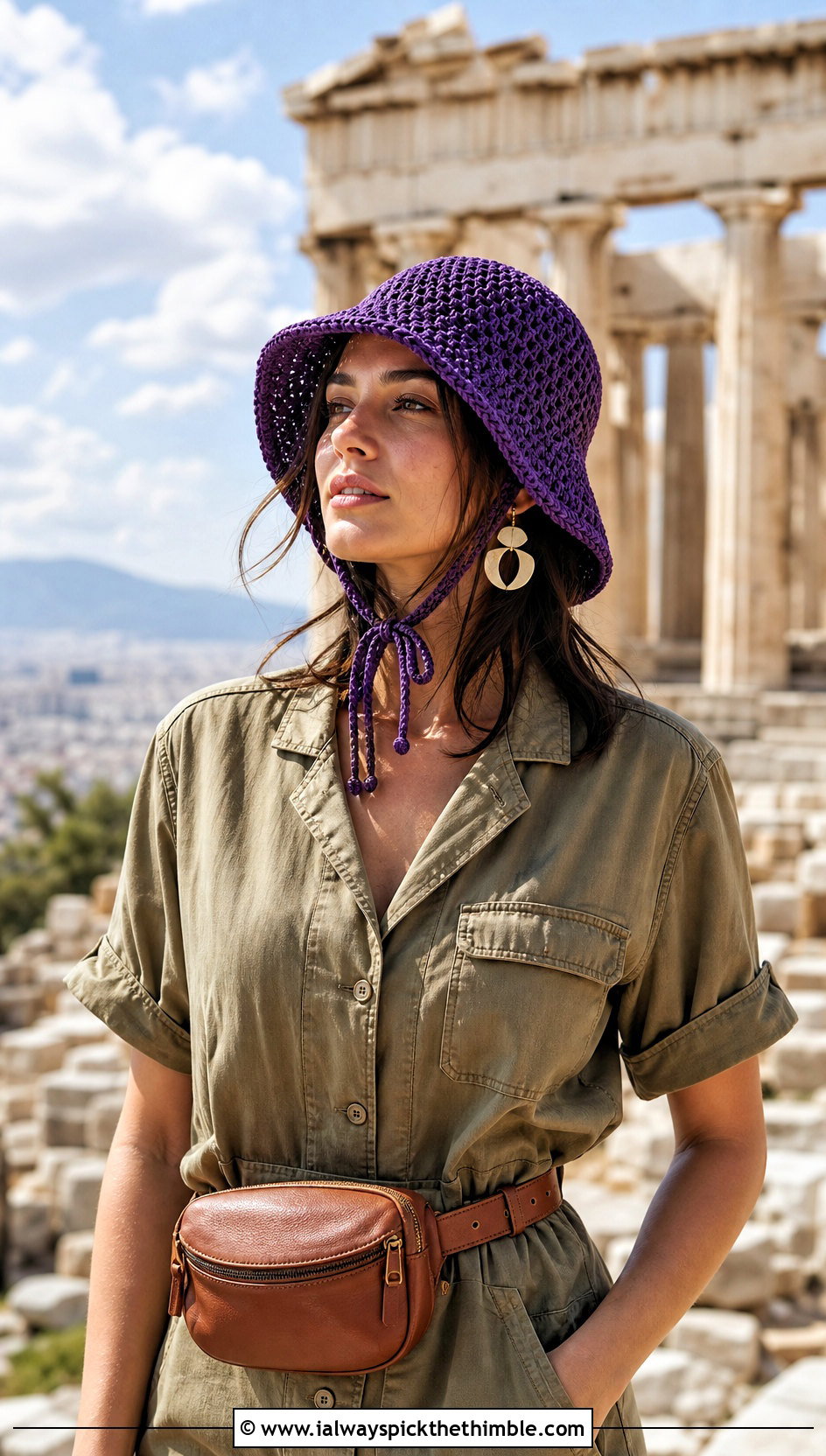 Chin Tie Straw Crochet Bucket Hat With Utility Jumpsuit - 20 Straw Crochet Bucket Hat outfit ideas