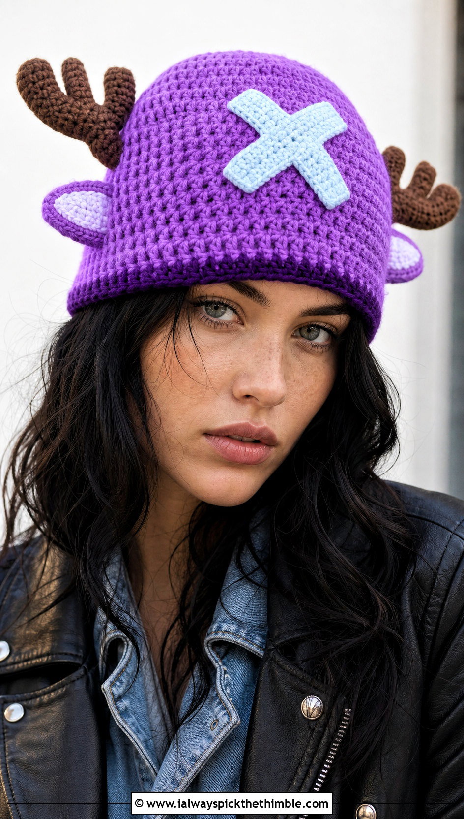 Chopper Crochet Beanie With Leather Jacket And Straight Jeans - 20 chopper crochet hat outfit ideas