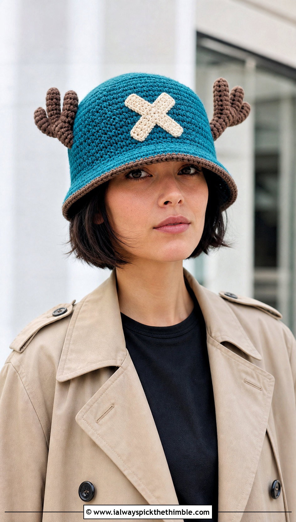 Chopper Crochet Bucket Hat With Trench Coat And Trousers - 20 chopper crochet hat outfit ideas