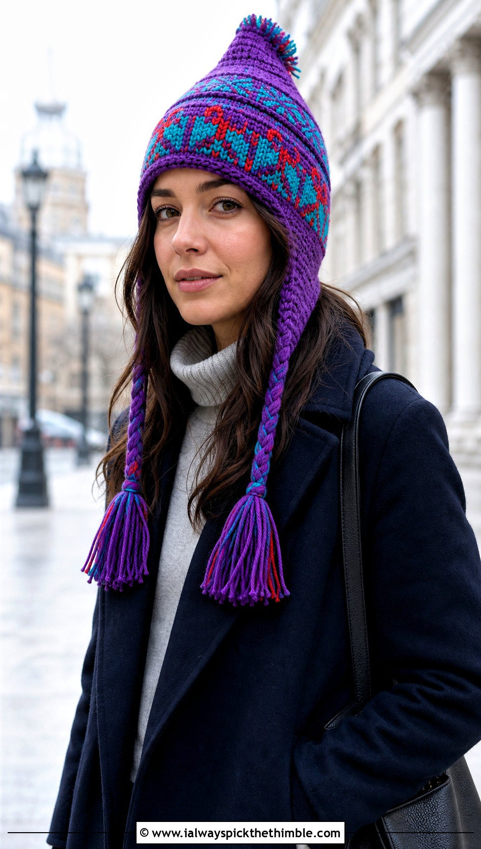 Chullo Crochet Earflap Hat With Long Wool Coat - 25 crochet earflap hat outfit ideas