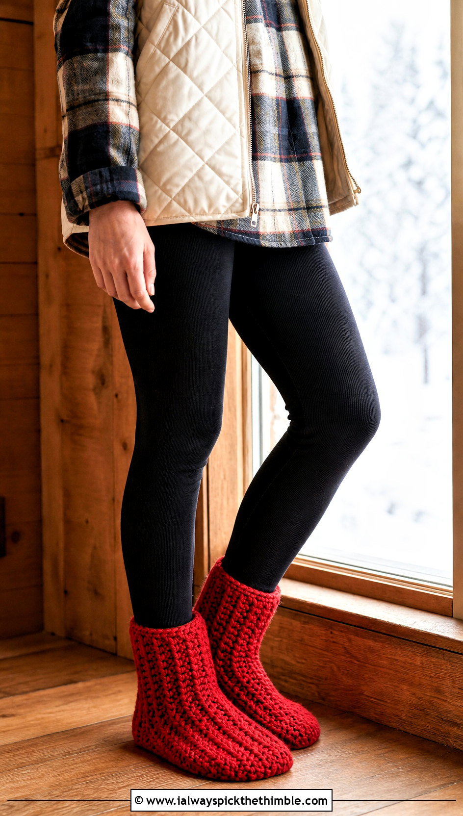 Chunky Bootie Crochet Bed Socks With Flannel Shirt - 25 crochet bed socks outfit ideas