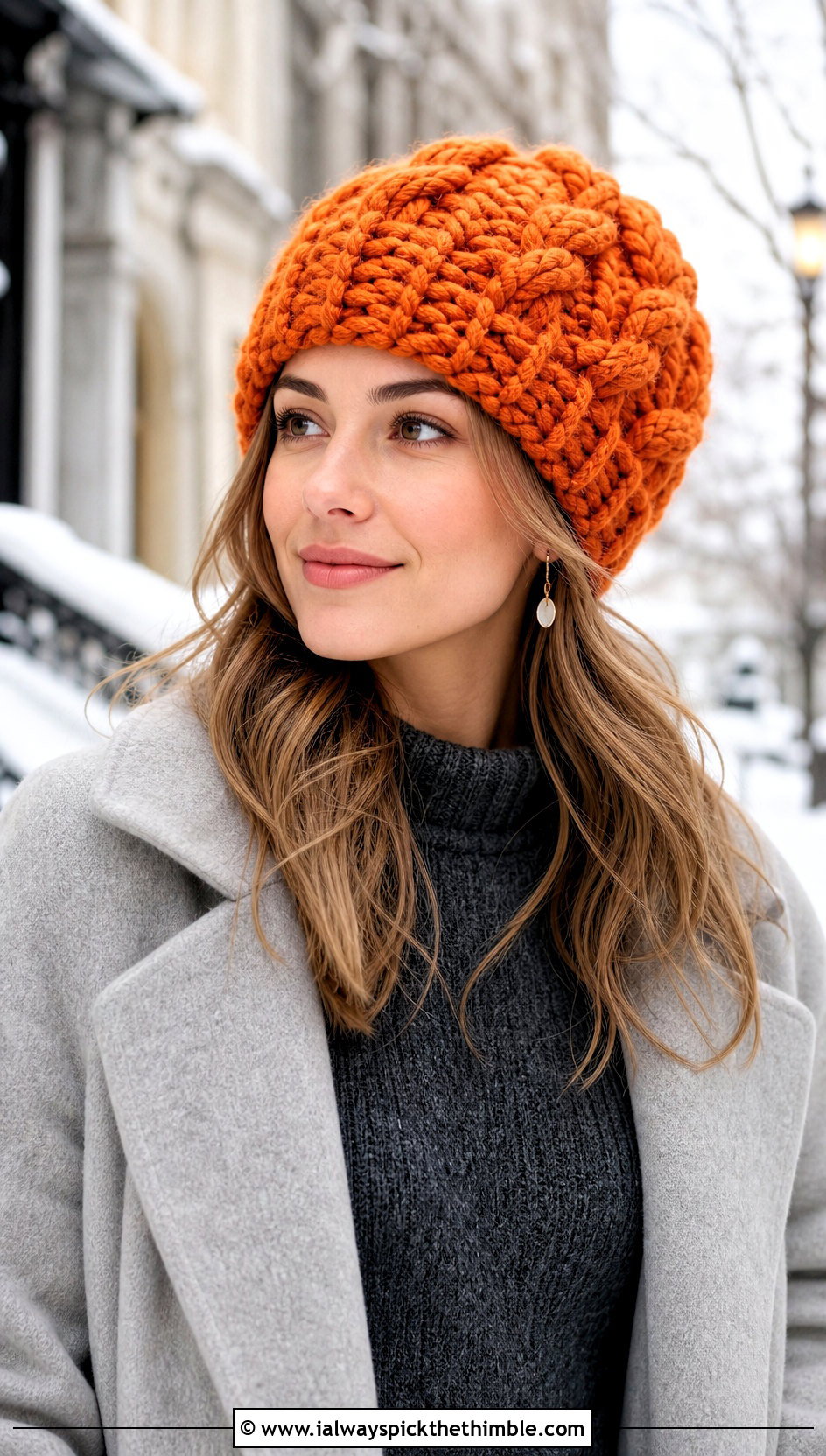 Chunky Cable Twist Hat With Sweater Dress - 15 Crochet Cable Twist Hat outfit ideas