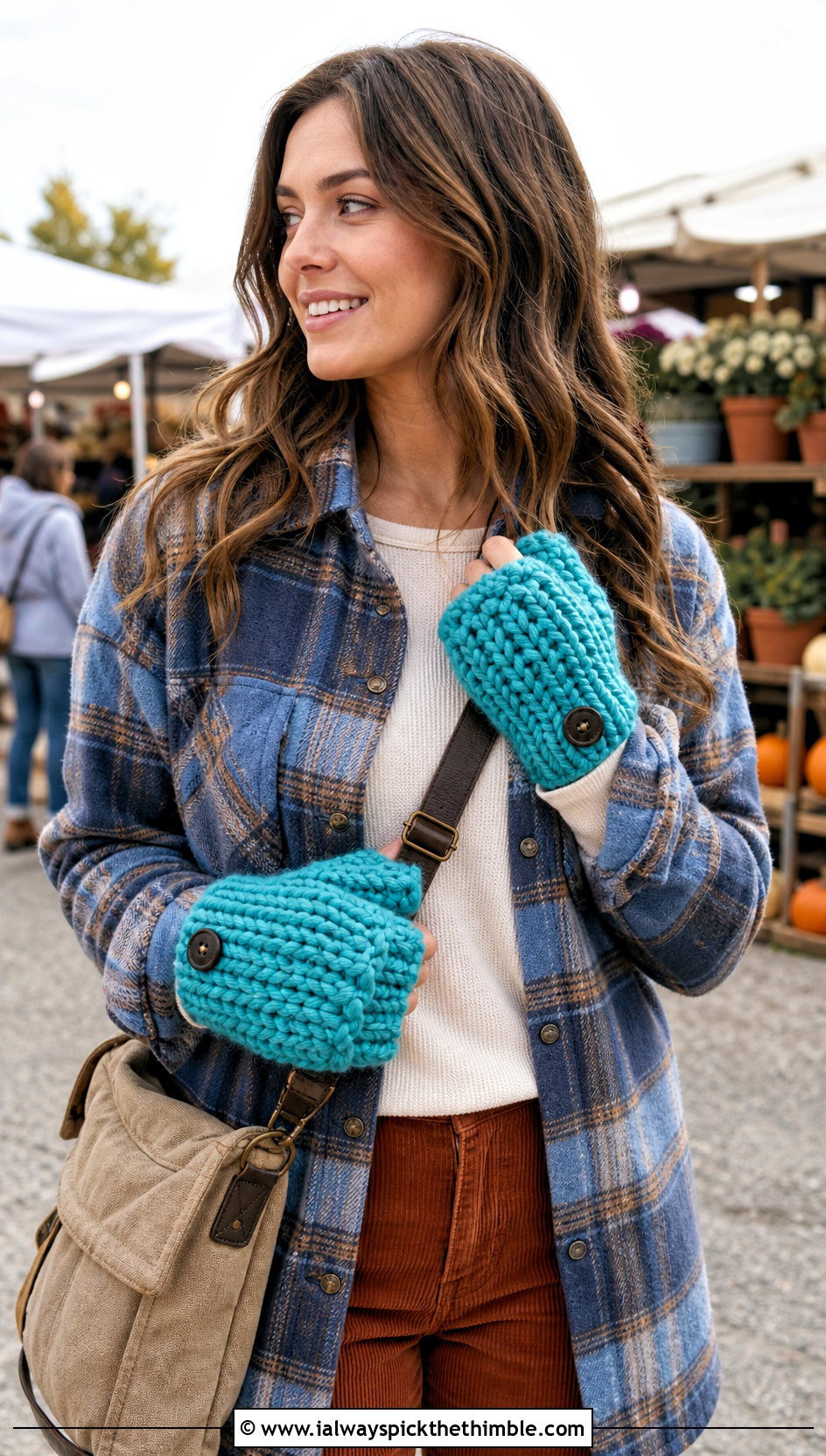 Chunky Convertible Mittens With Shacket And Corduroy Pants - 20 Crochet Convertible Mittens outfit ideas