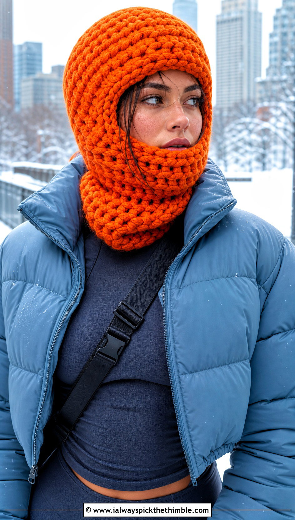 Chunky Crochet Balaclava With Puffer Jacket - 20 easy crochet balaclava outfit ideas