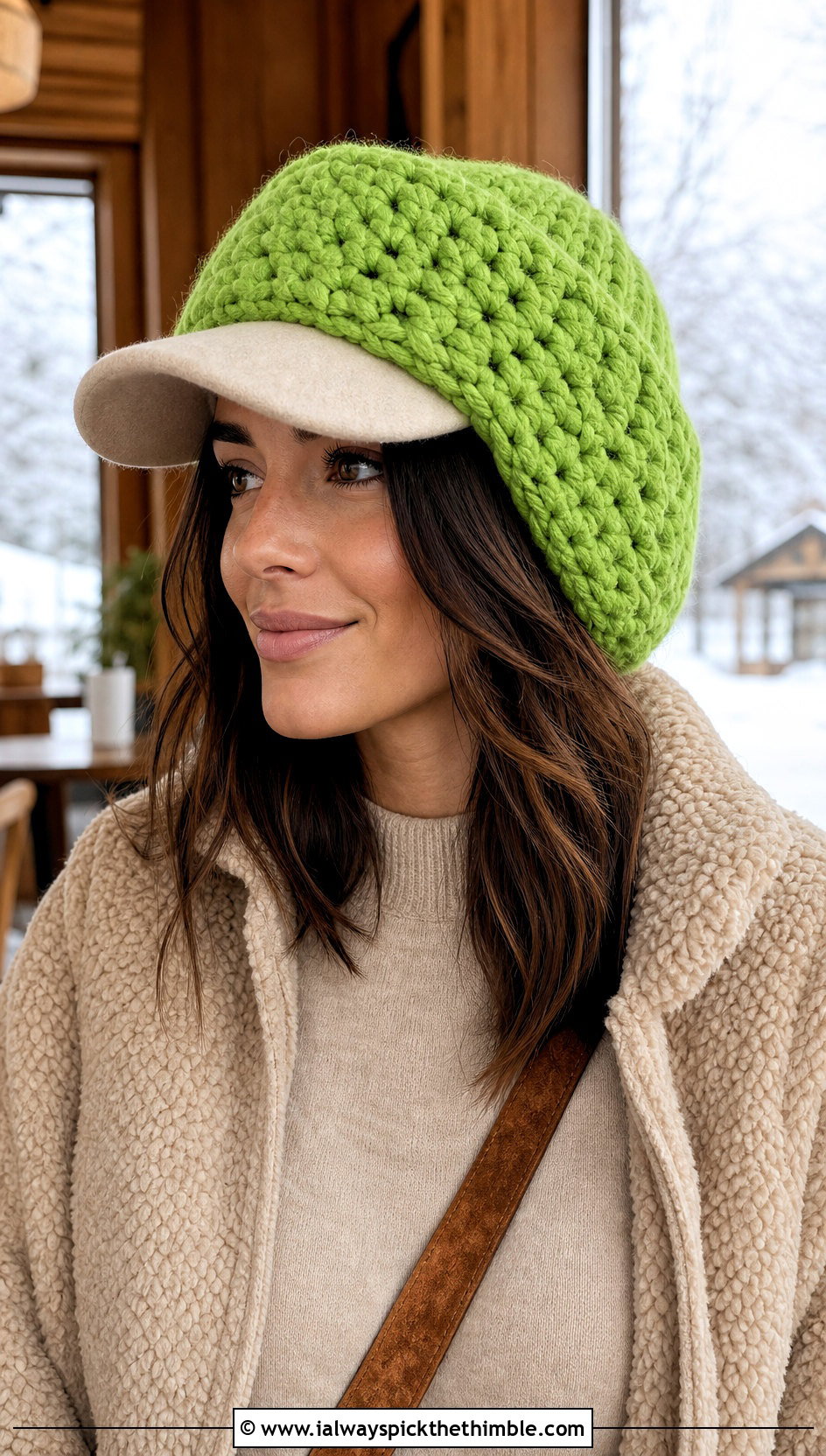 Chunky Crochet Baseball Cap Ear Warmer With Sherpa Jacket - 20 crochet baseball cap ear warmer outfit ideas