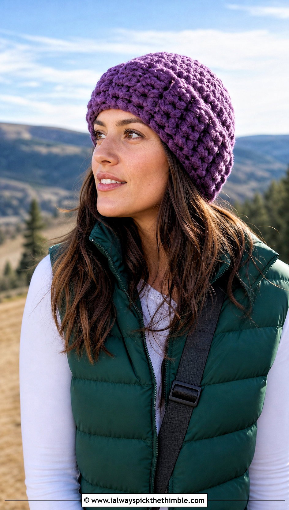 Chunky Crochet Beanie With Puffer Vest - 25 cute crochet beanies outfit ideas